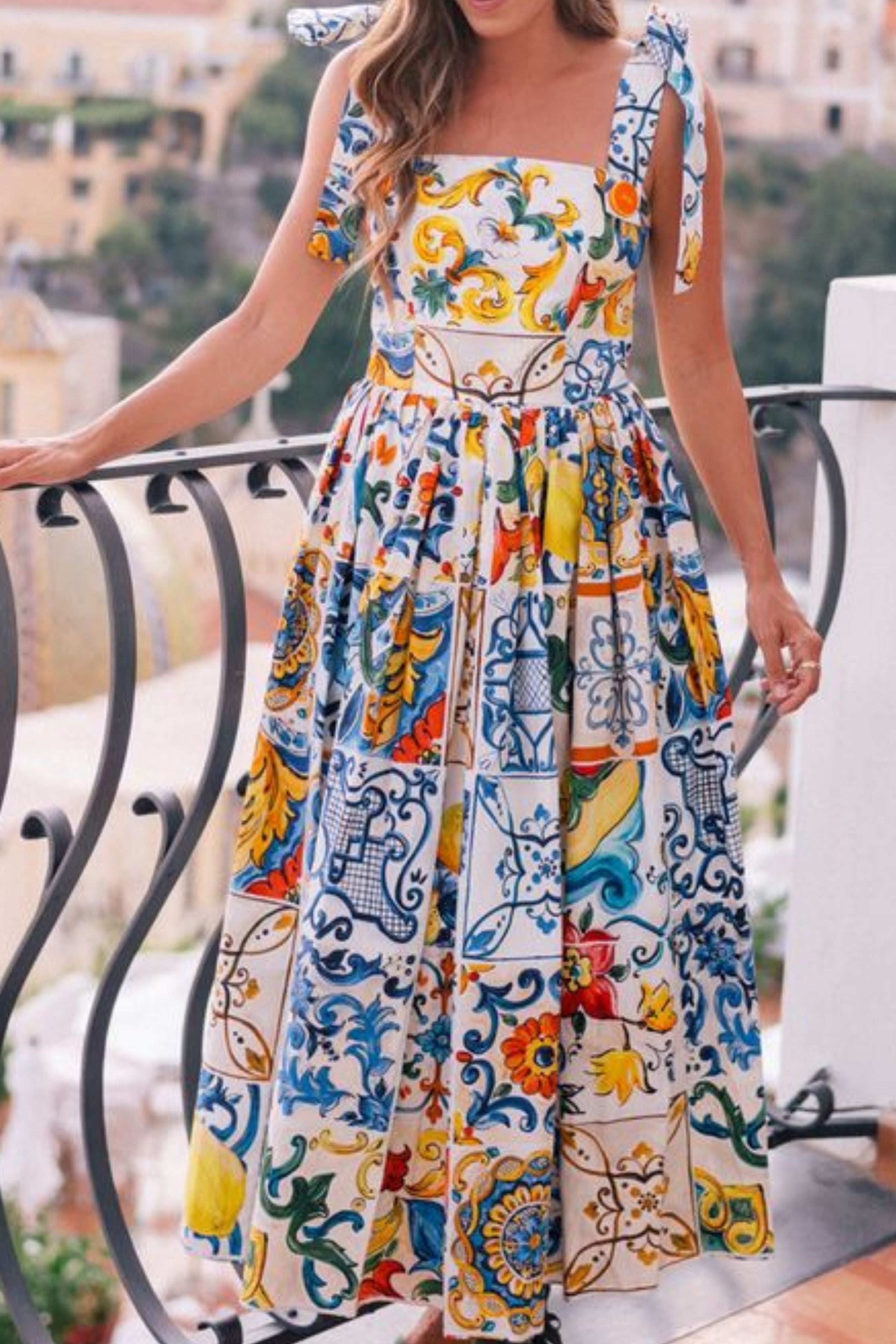 D&G PRINT RUFFLE DRESS