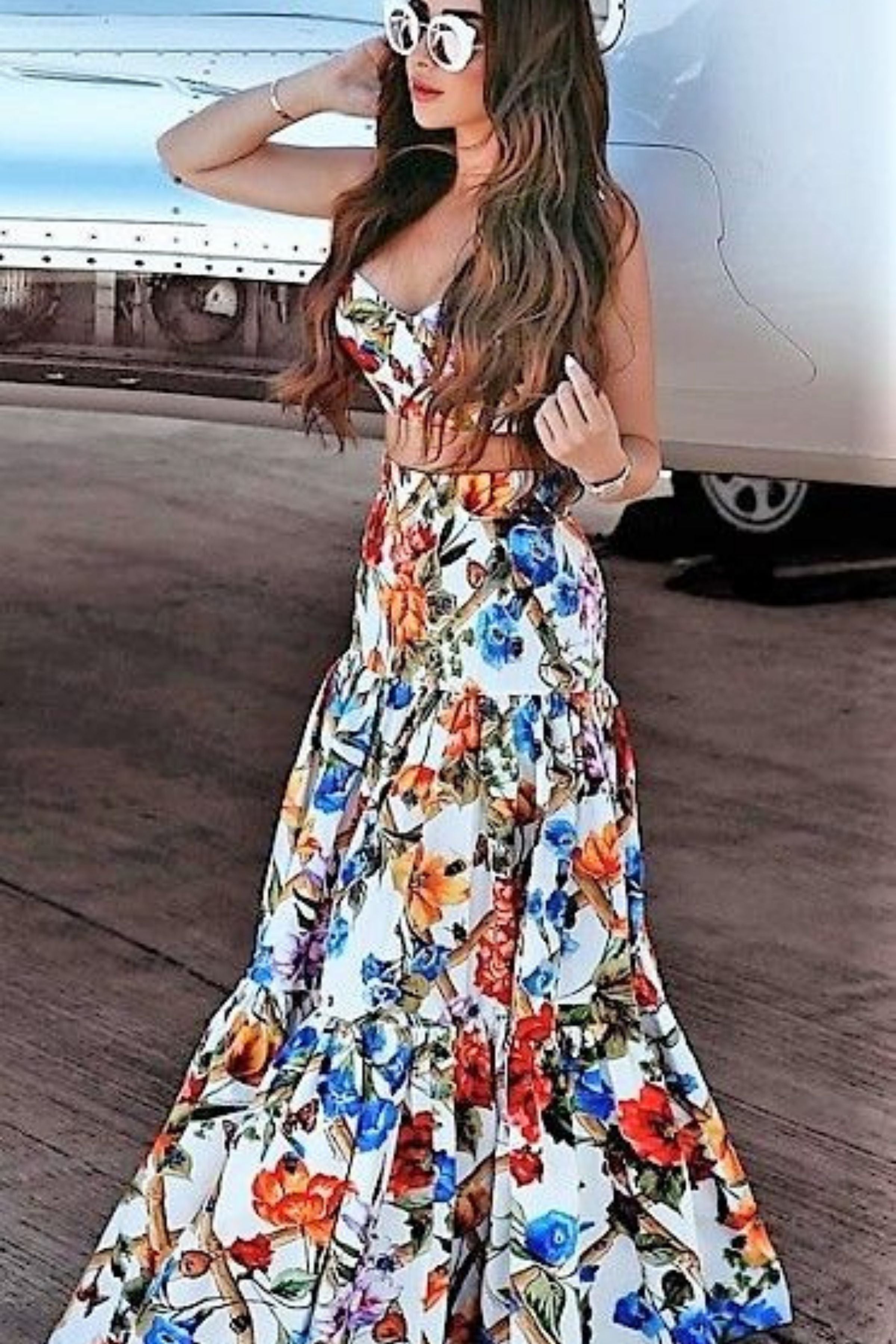 GIMLET MAXI RUFFLE SKIRT AND CROP