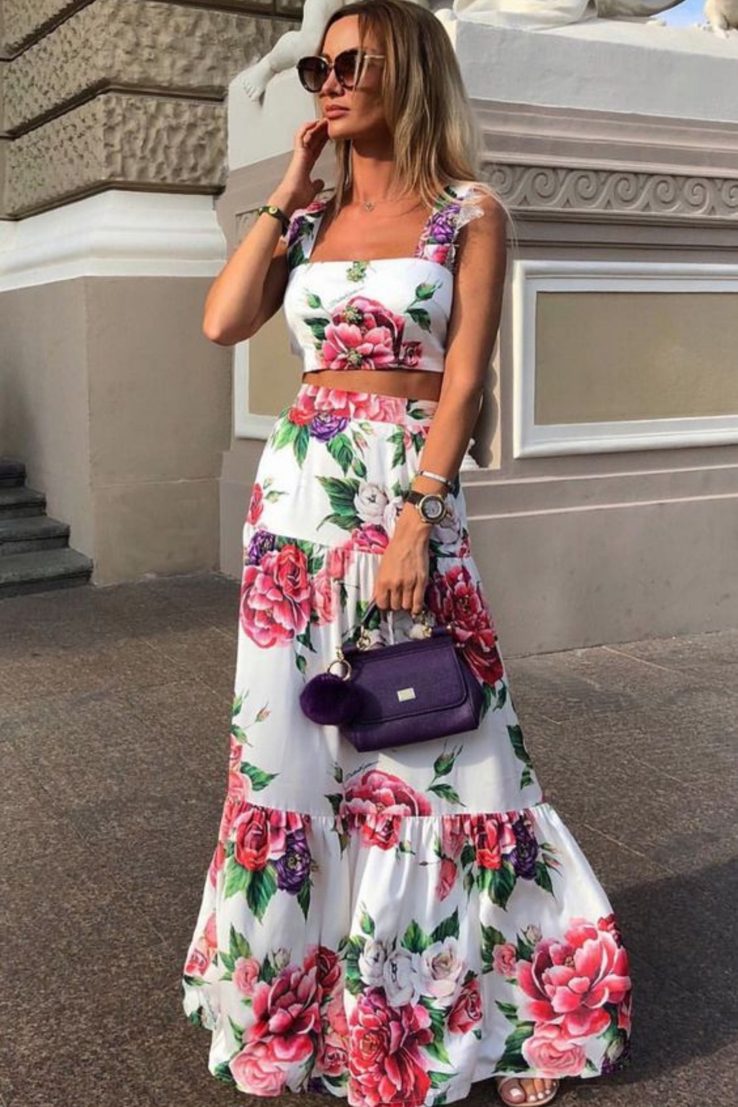 MARGARITA  MAXI RUFFLE SKIRT AND CROP