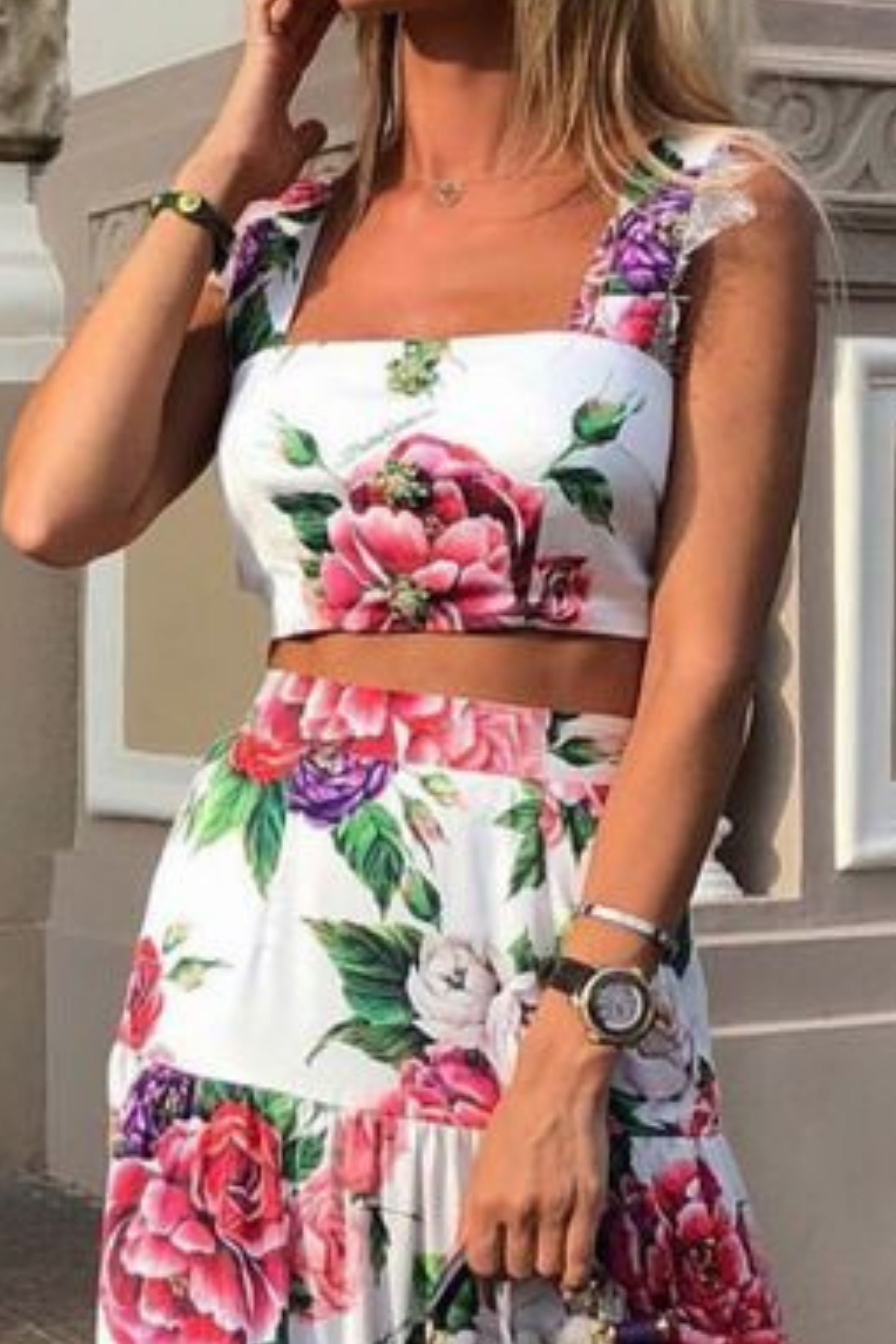 MARGARITA  MAXI RUFFLE SKIRT AND CROP