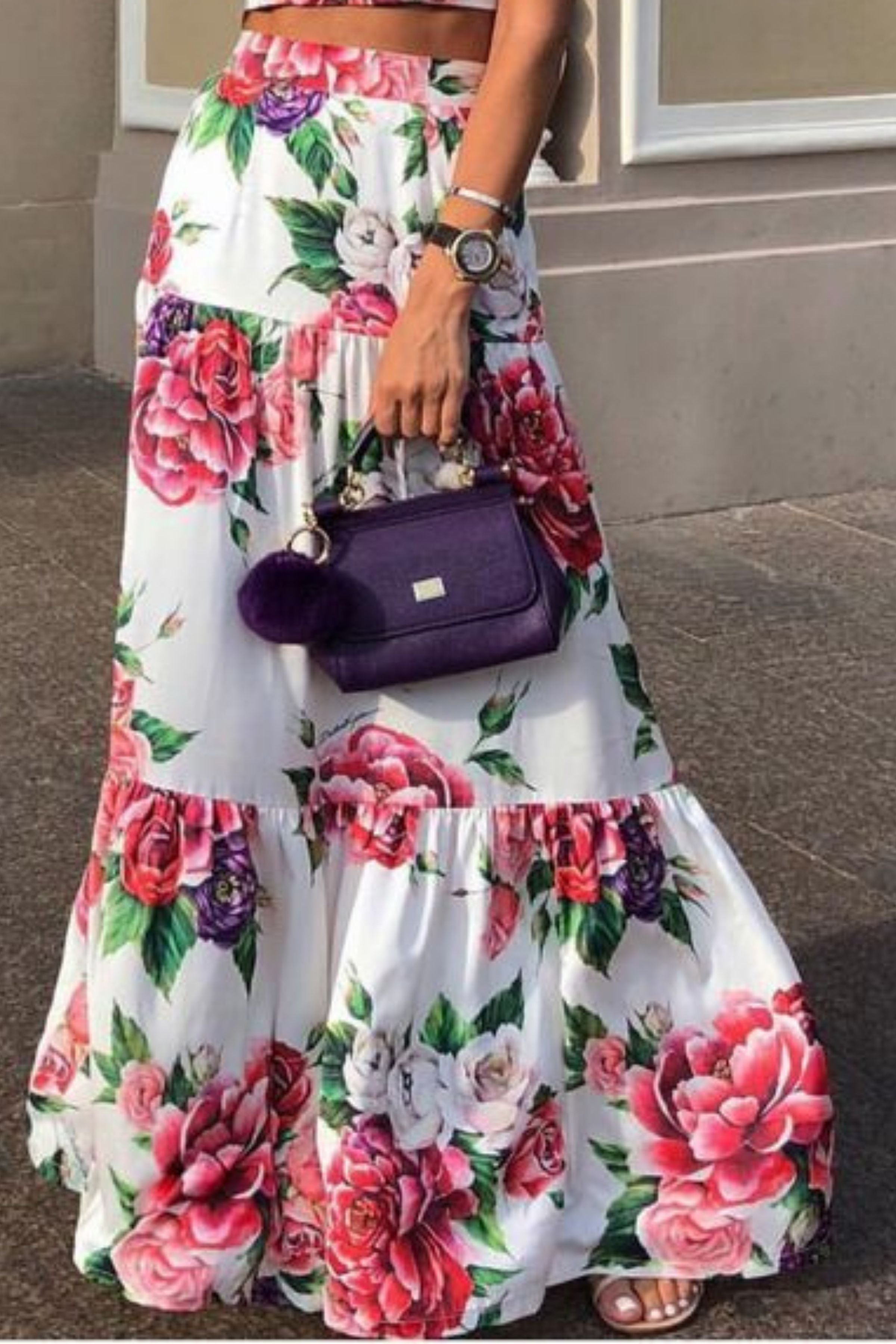 MARGARITA  MAXI RUFFLE SKIRT AND CROP