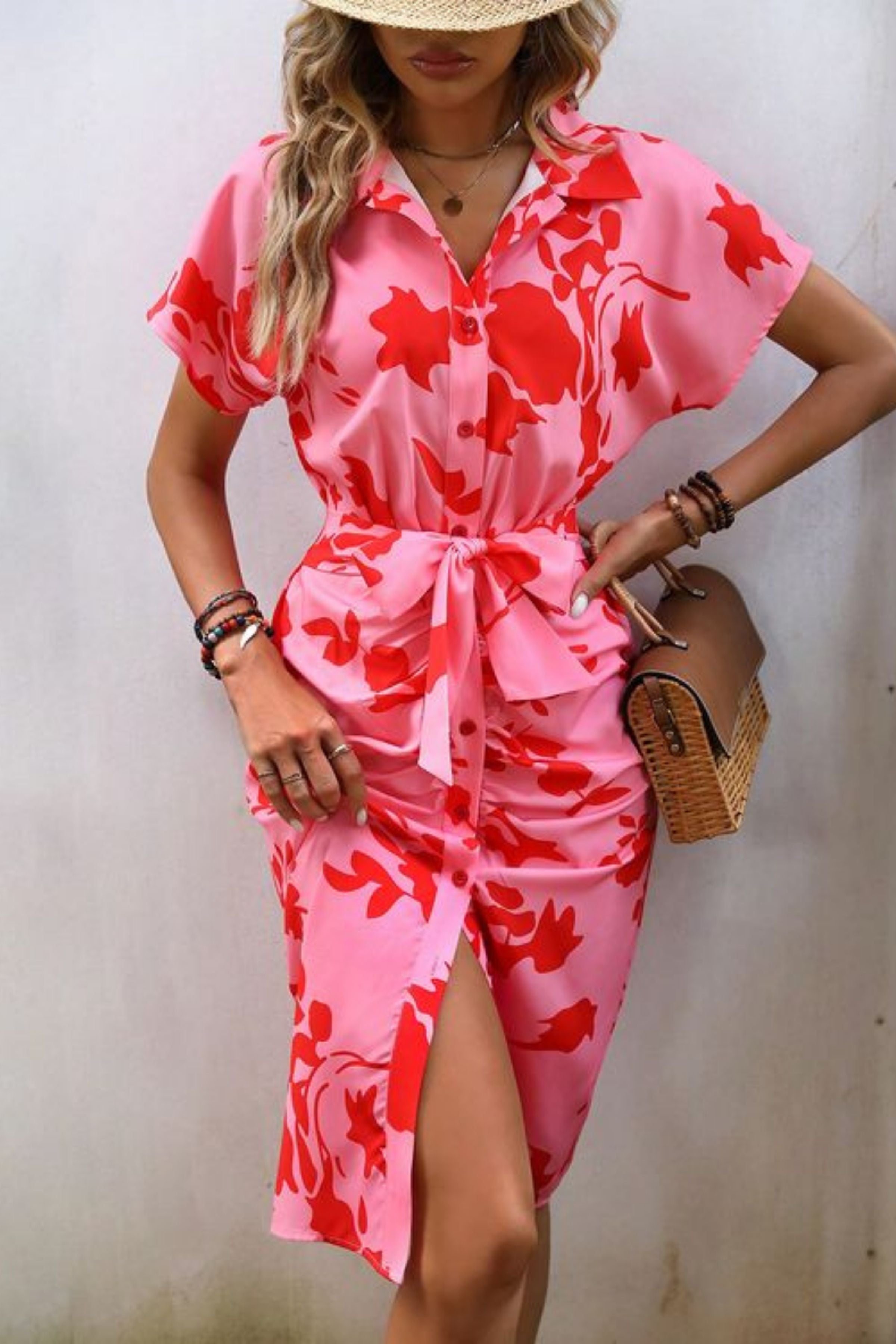 OHIO BATWING SLEEVE BELTED DRESS