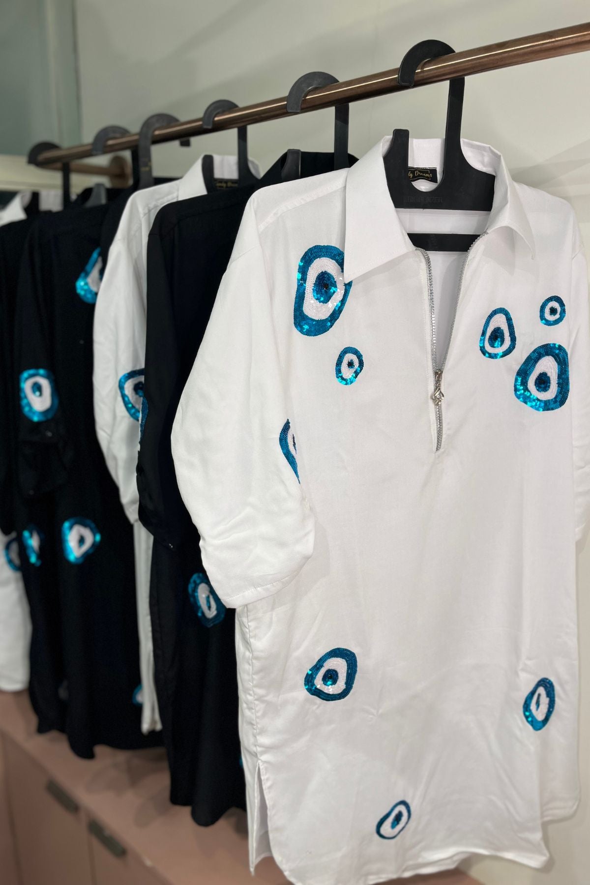 EVIL EYE MOTIF SHIRT DRESS