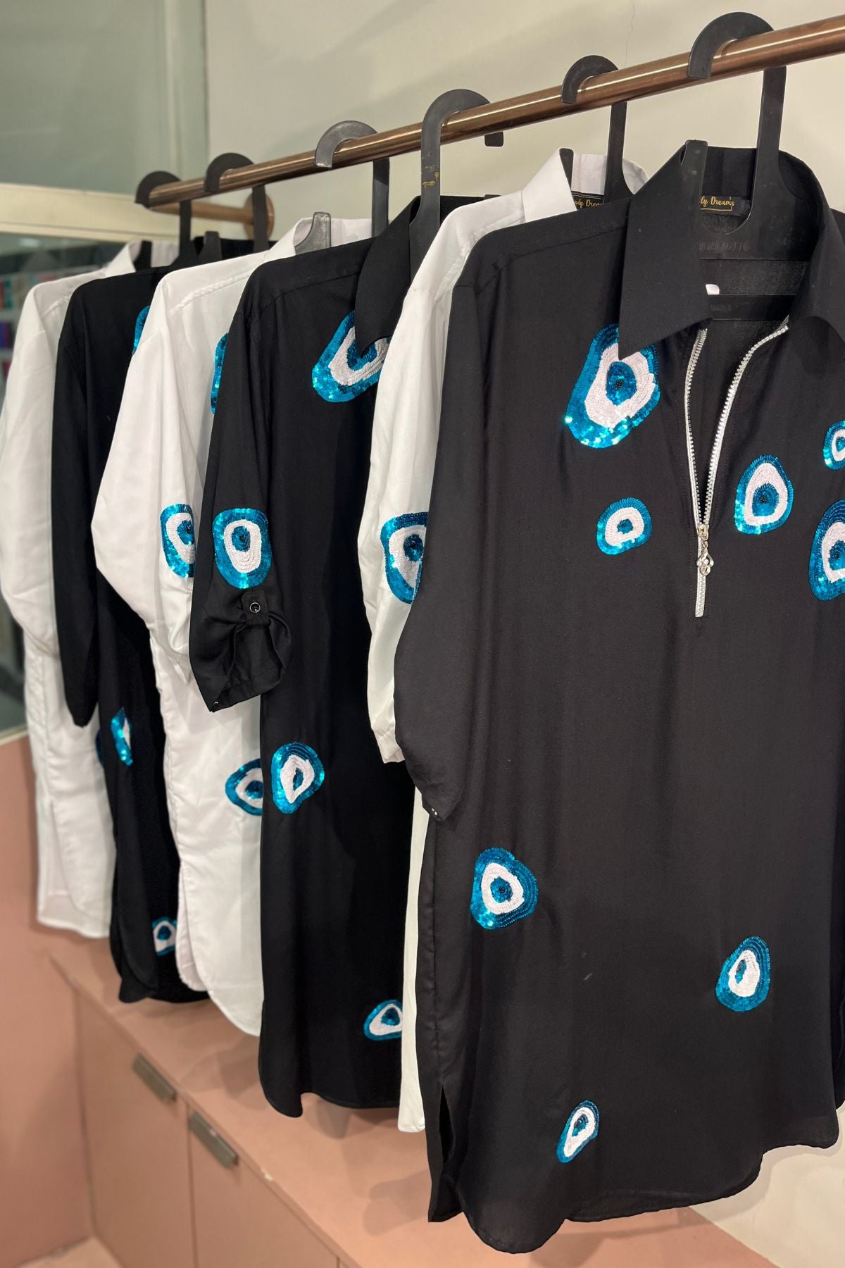 EVIL EYE MOTIF SHIRT DRESS