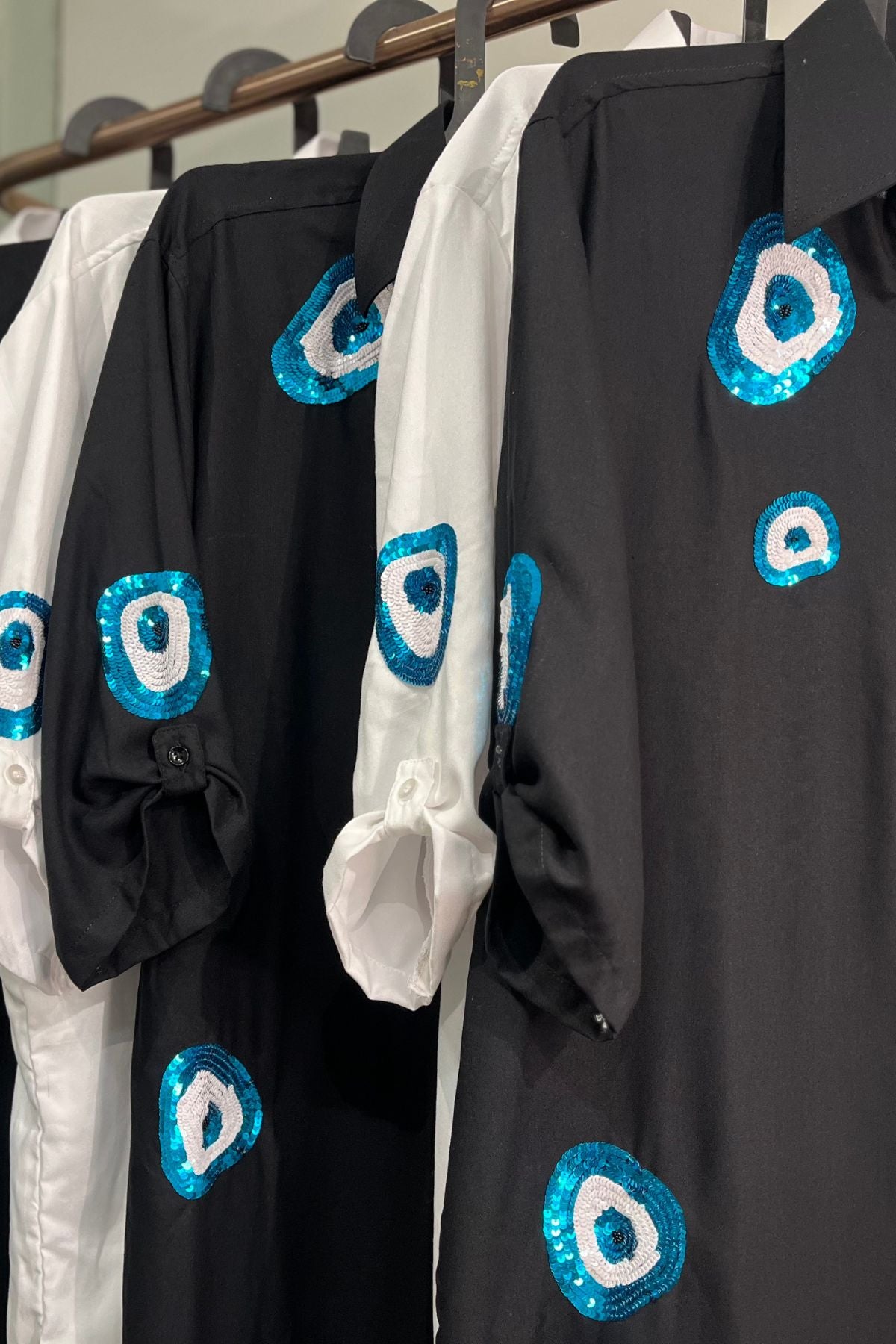 EVIL EYE MOTIF SHIRT DRESS