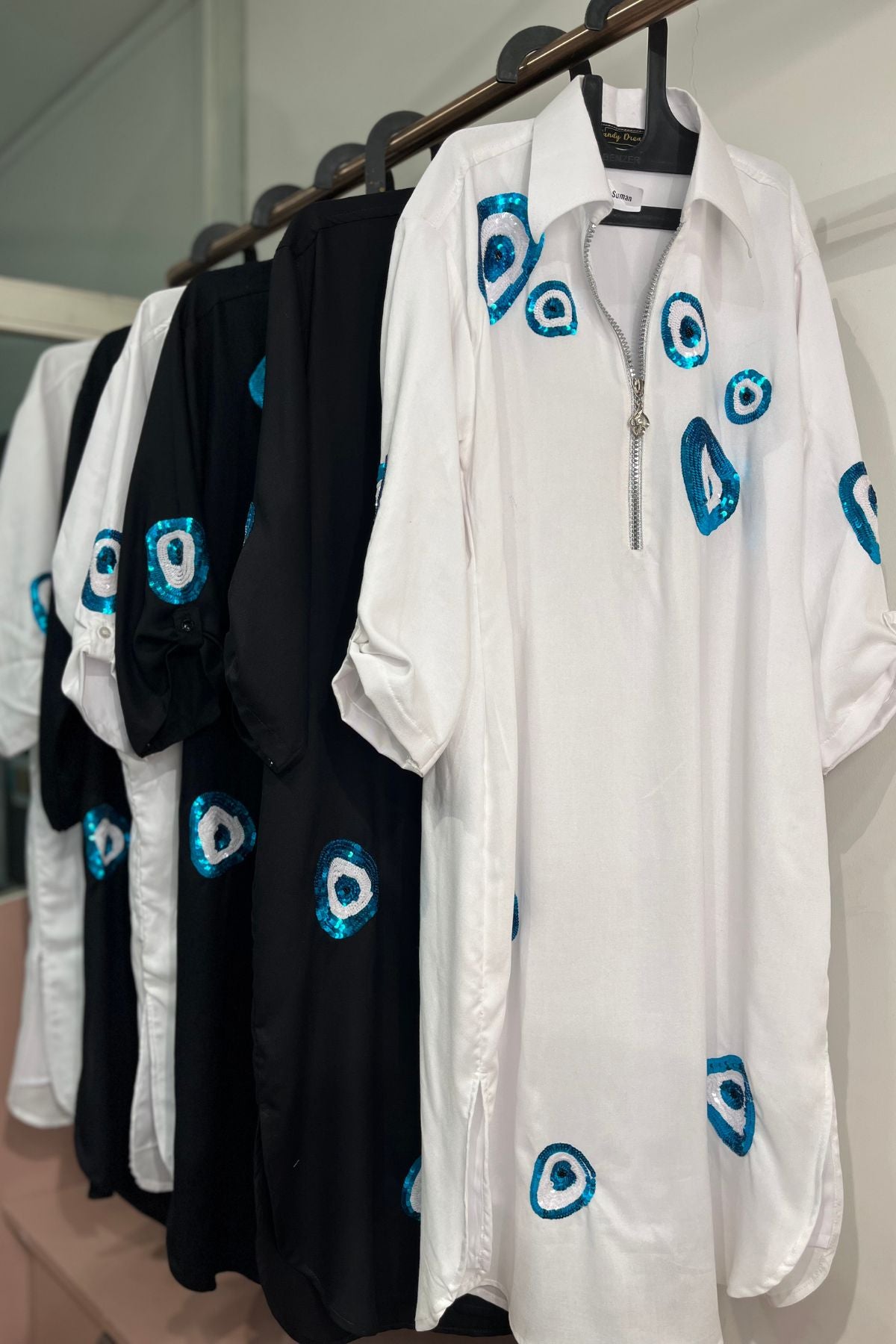 EVIL EYE MOTIF SHIRT DRESS