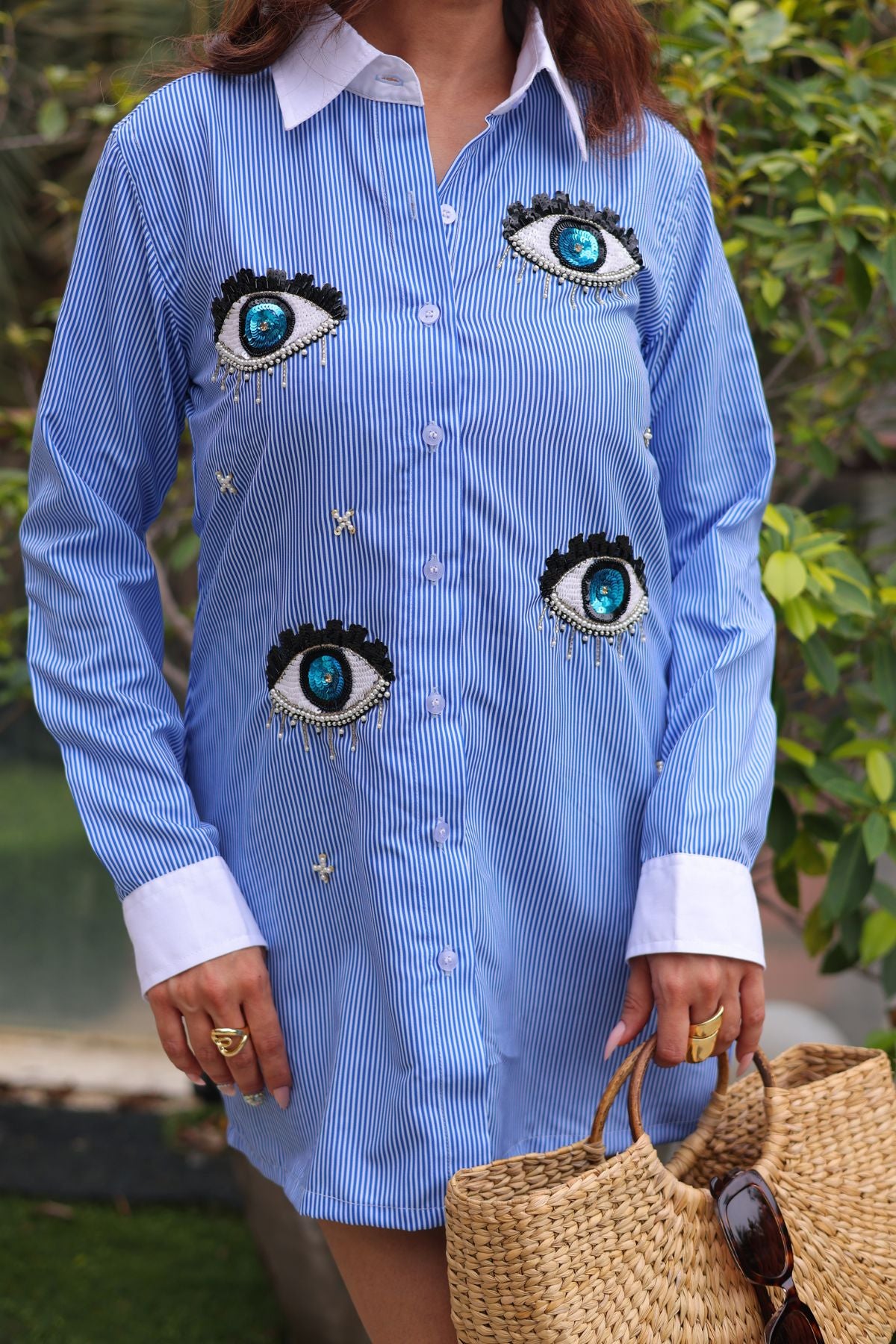 Blue Gaze Stripes Shirt Dress