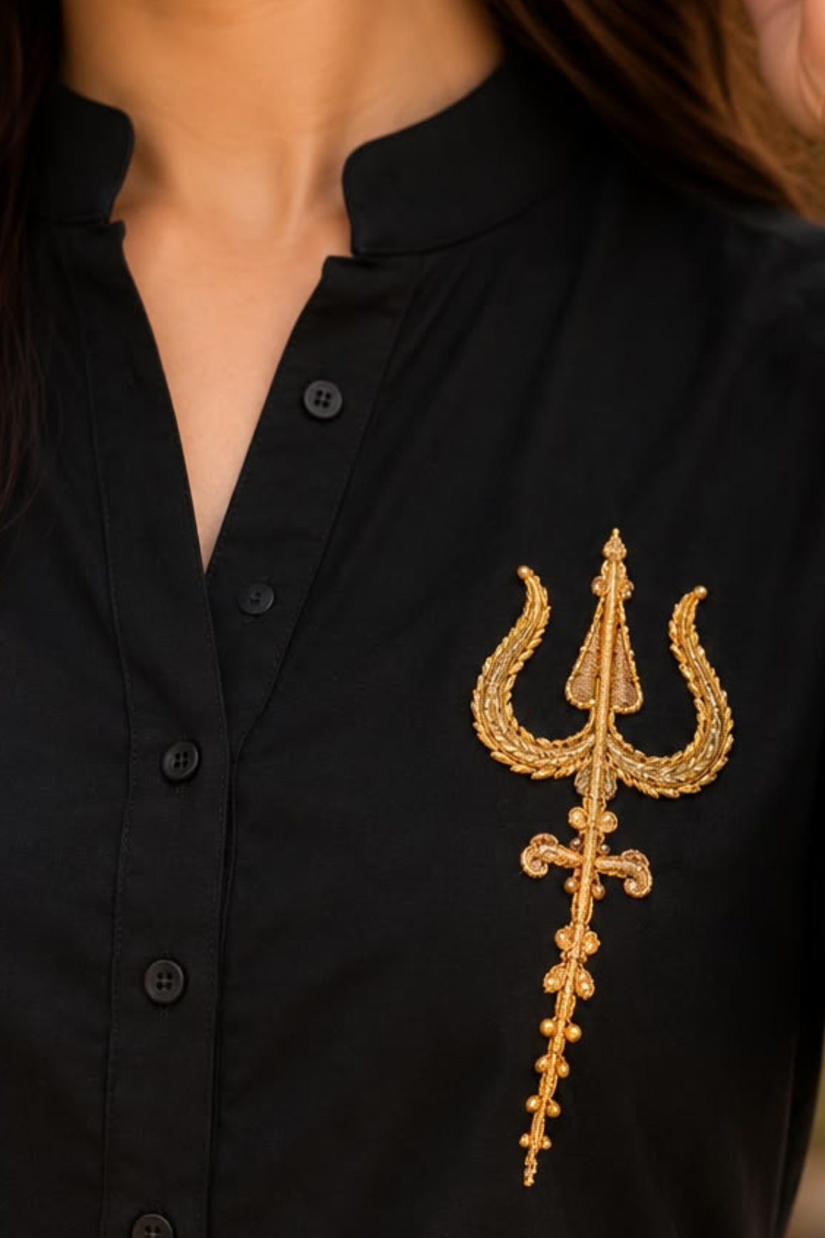 Trishul Temple Embroidered Kurta Set