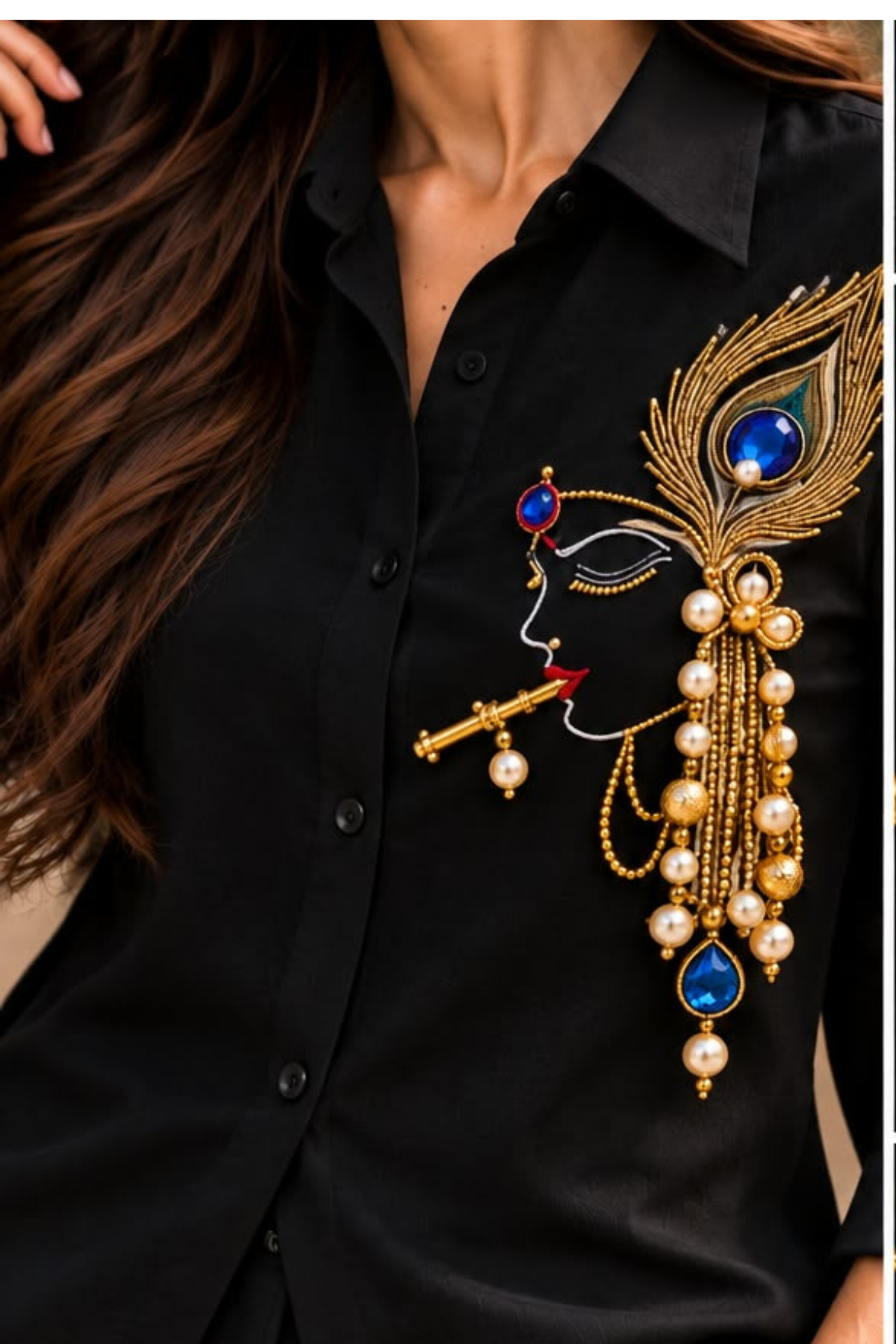Divine Krishna Handwork Shirt
