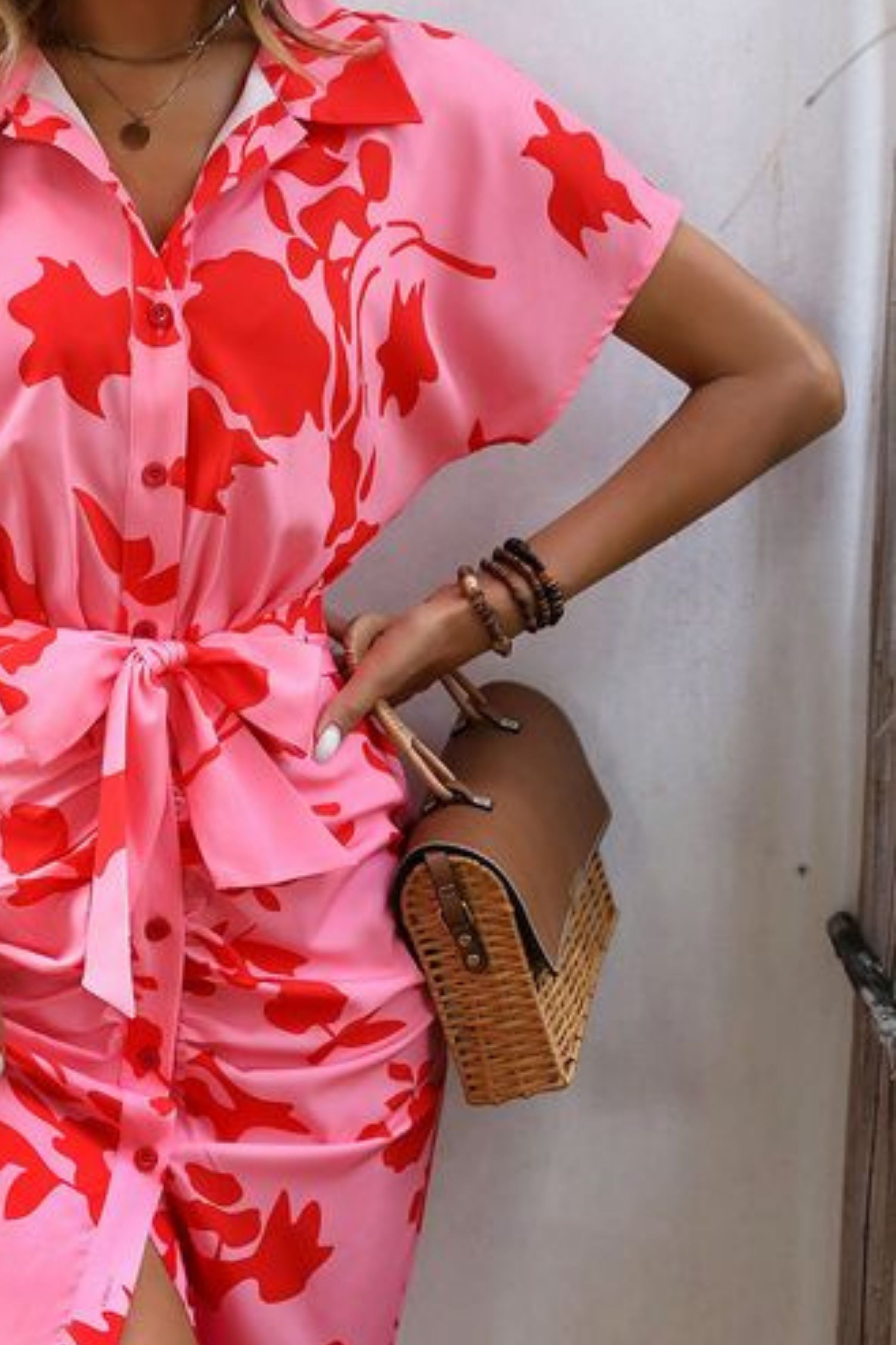 OHIO BATWING SLEEVE BELTED DRESS