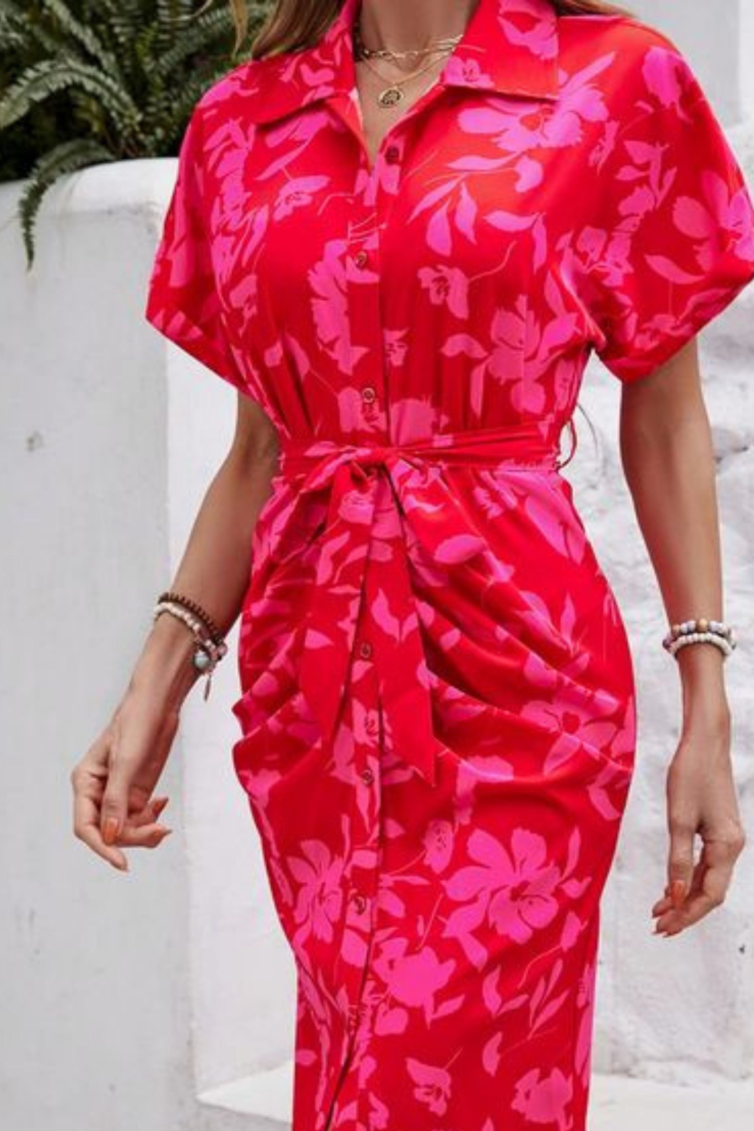 MINSK BATWING SLEEVE BELTED DRESS