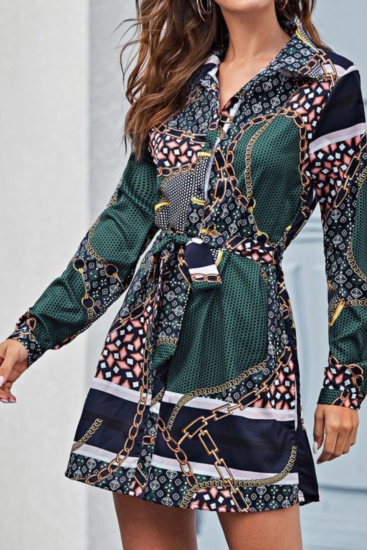 Chain Chic Shirt Dress