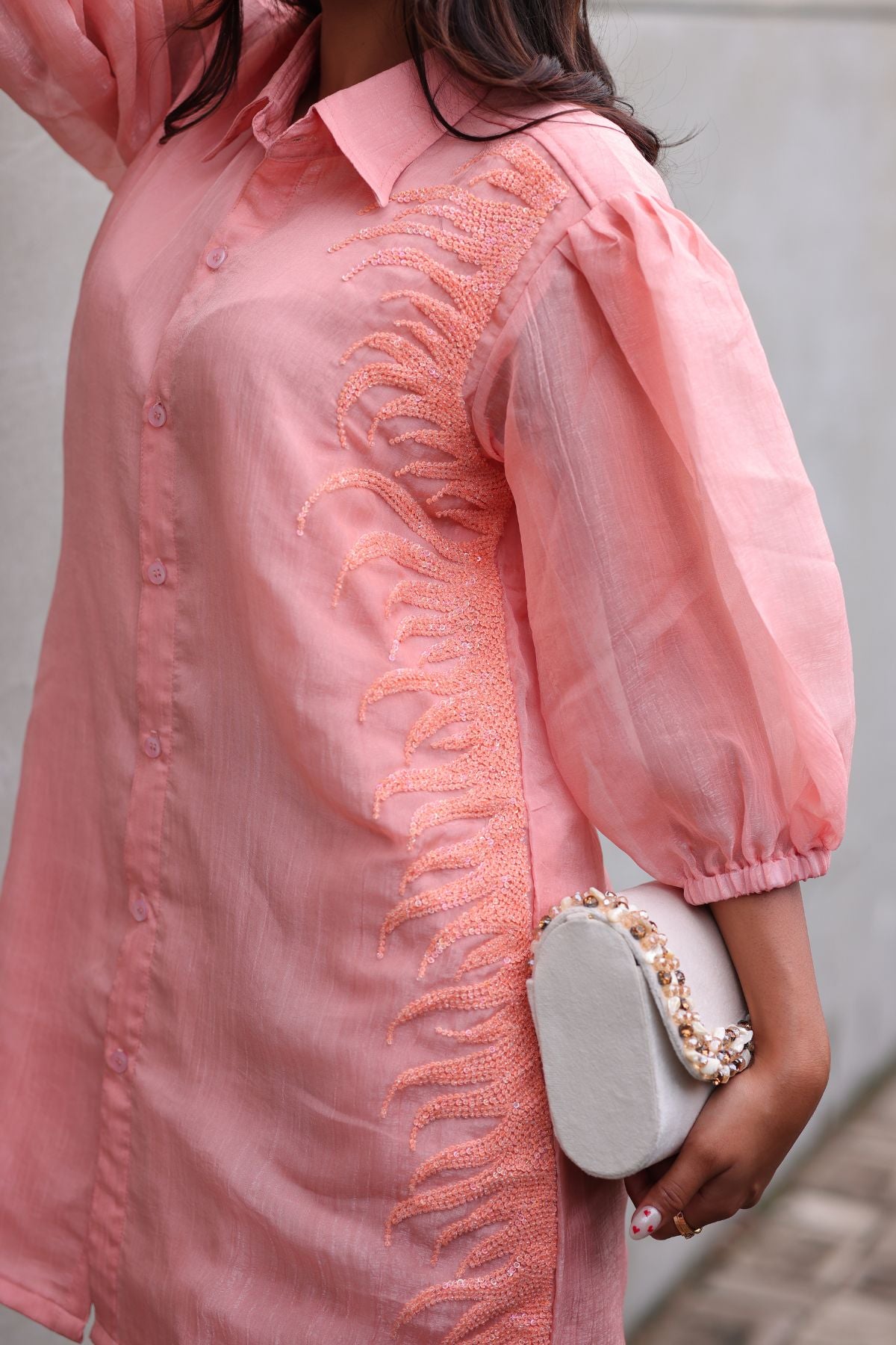 Beaded Blaze Shirt Dress