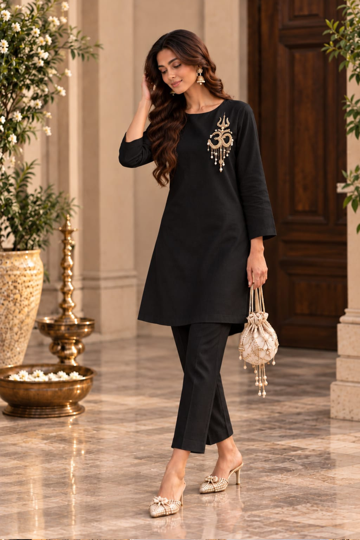 Noir Divine Embroidered Kurta set