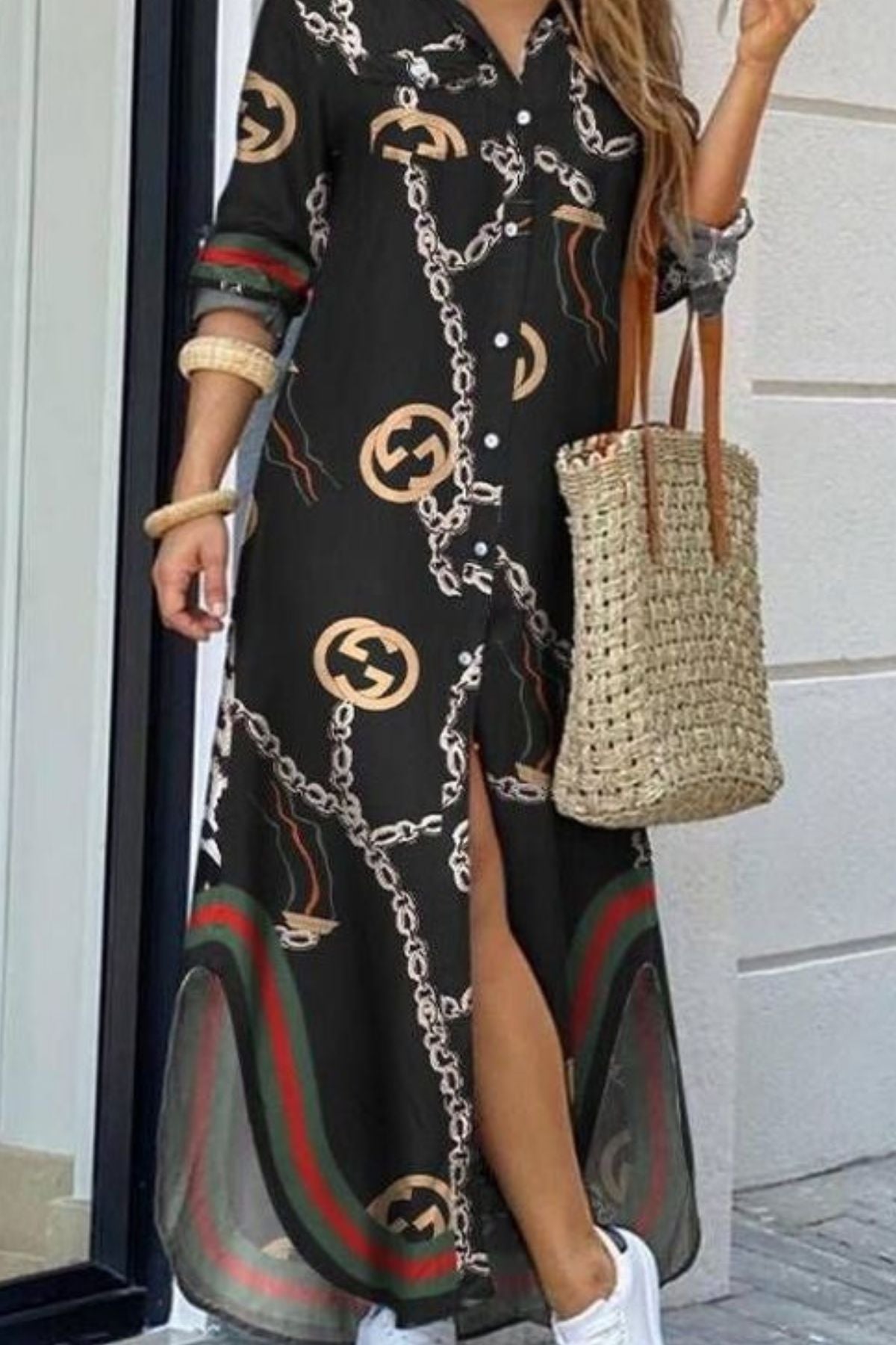 Glamour Gold Shirt Dress