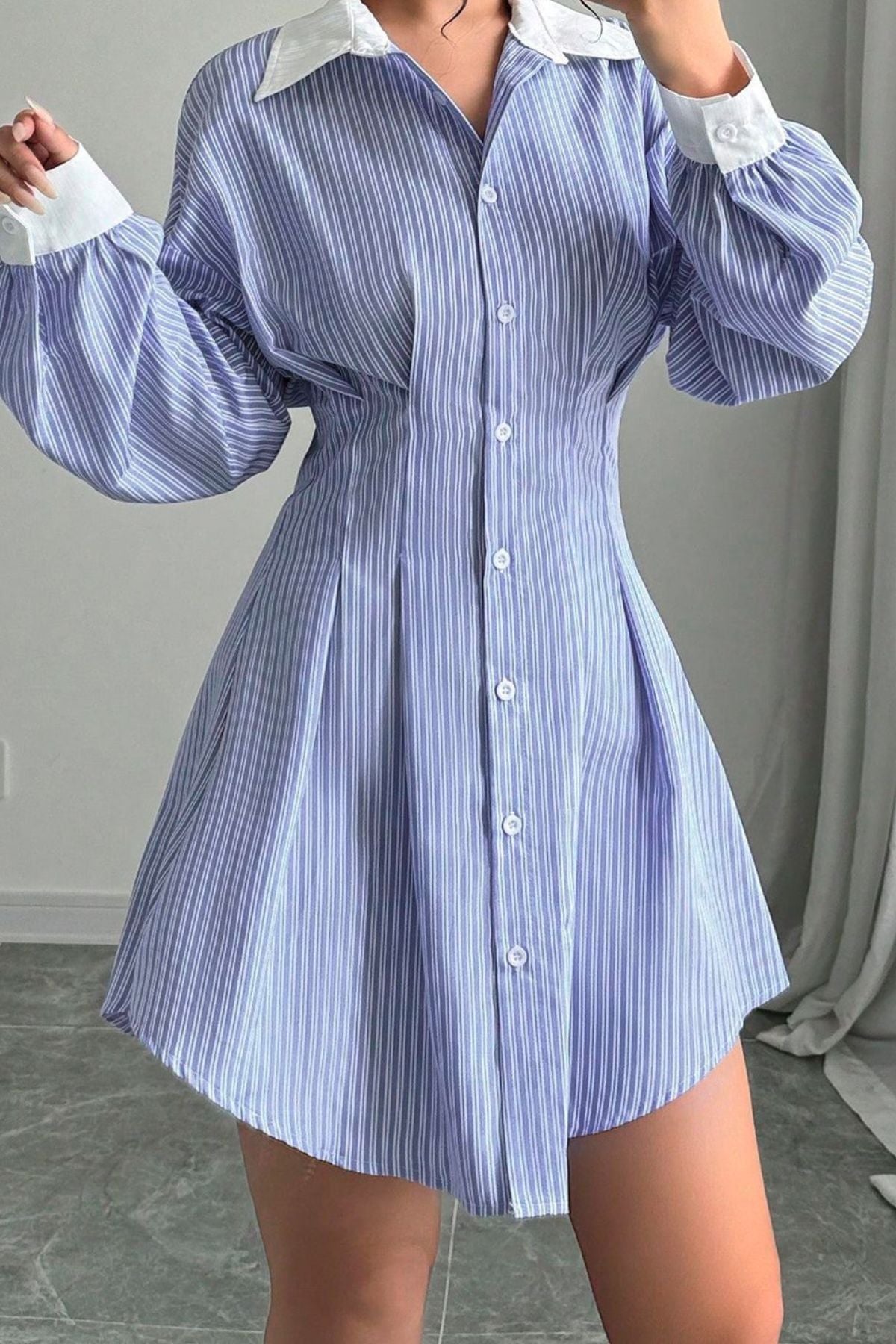 Blue Crystal Shirt Dress