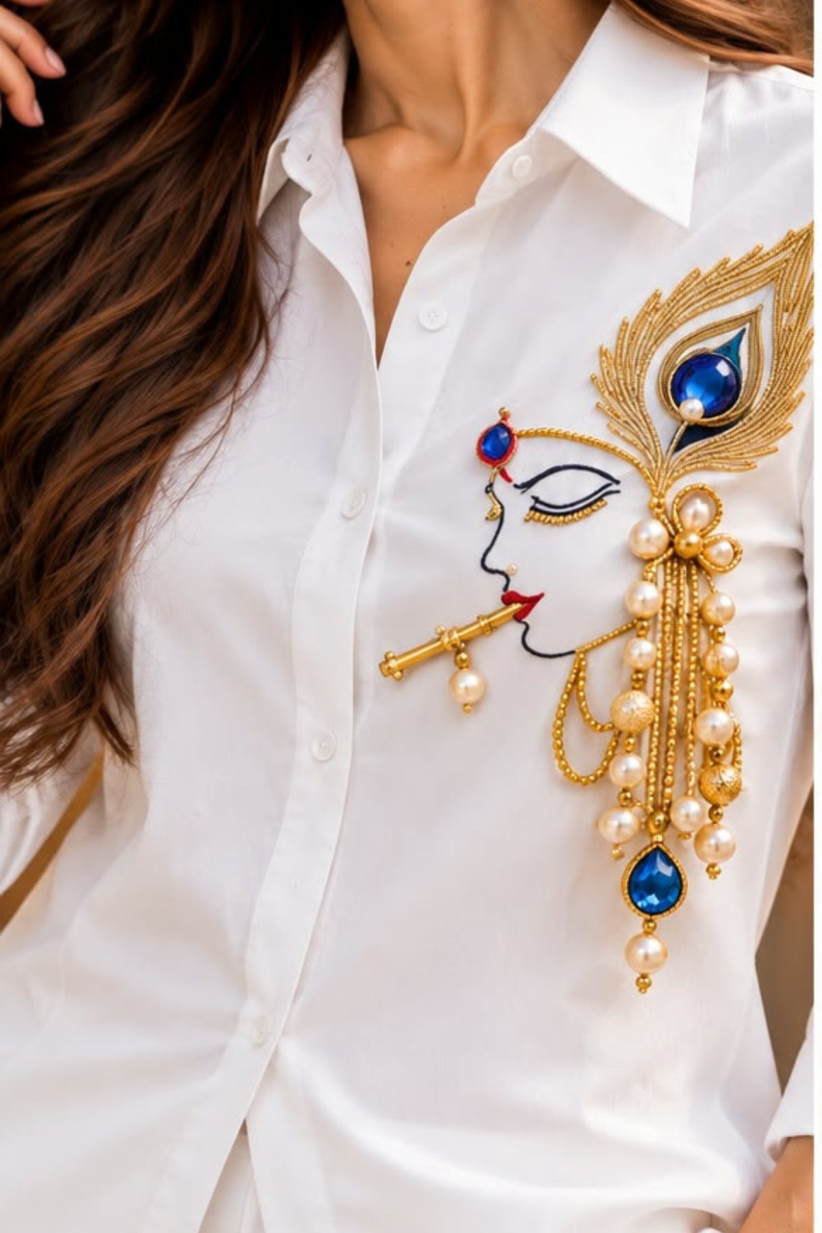 Divine Krishna Handwork Shirt