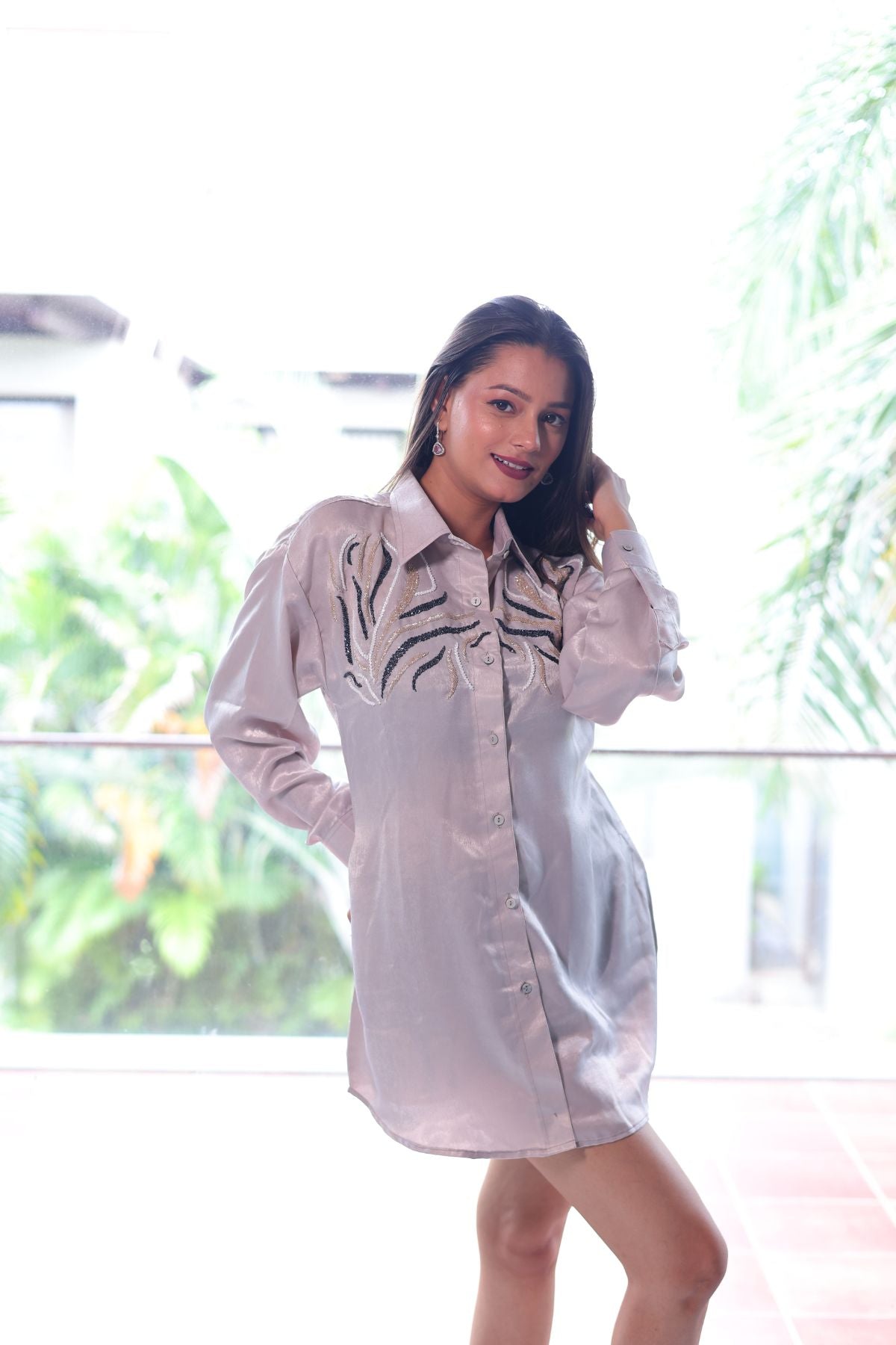 Glow Weave Shirt Dress