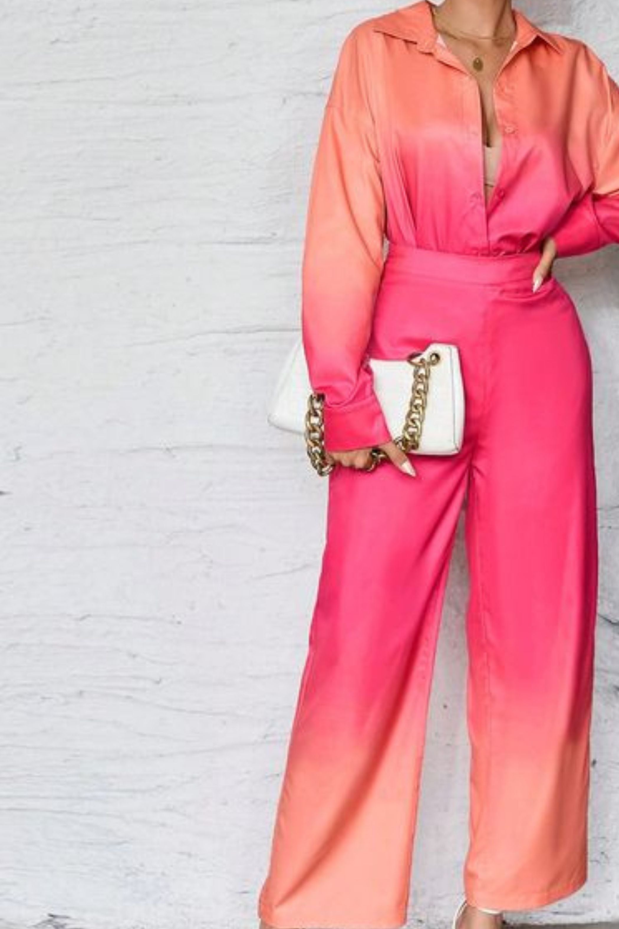 OMBRE SHIRT & WIDE LEG TROUSERS