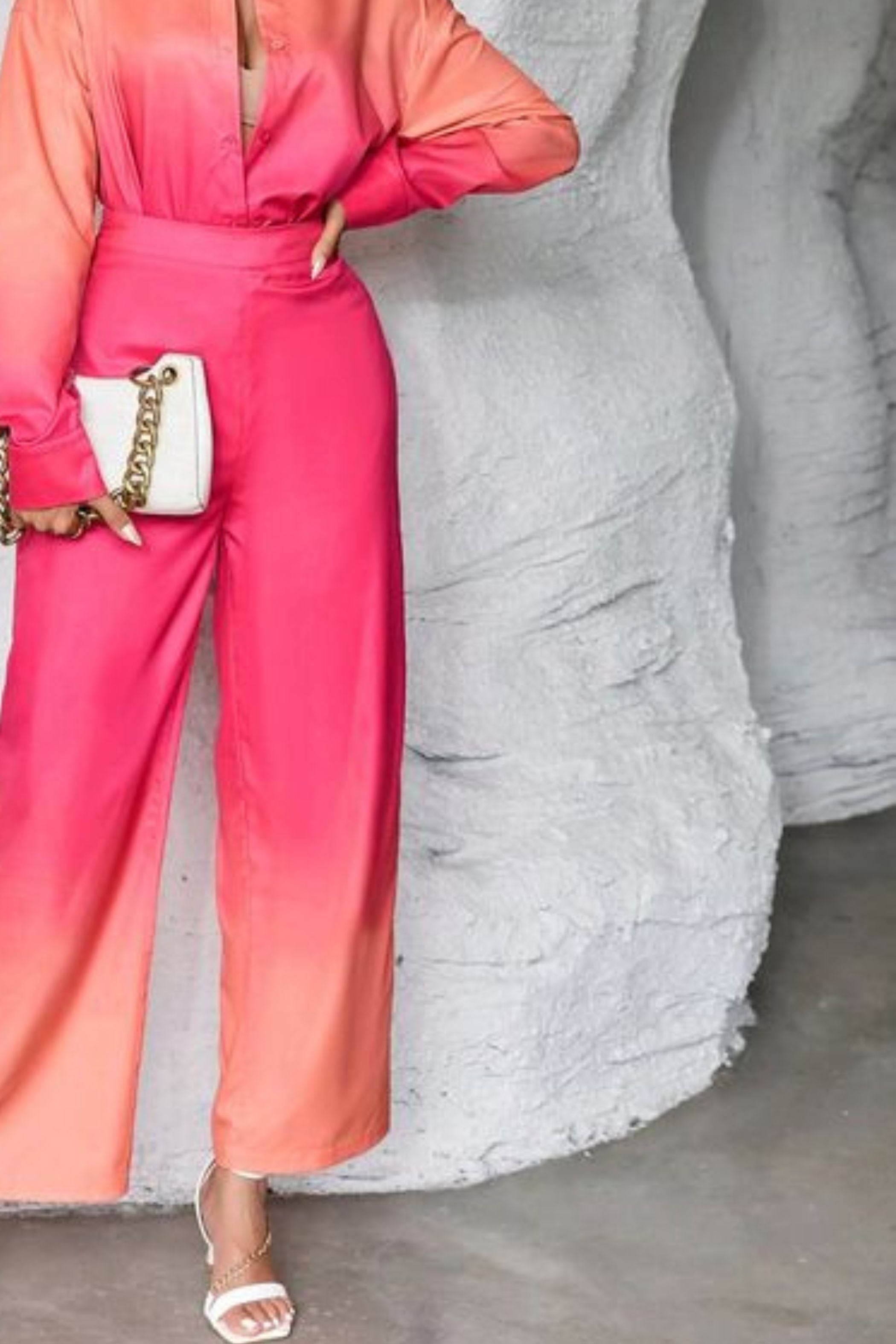 OMBRE SHIRT & WIDE LEG TROUSERS