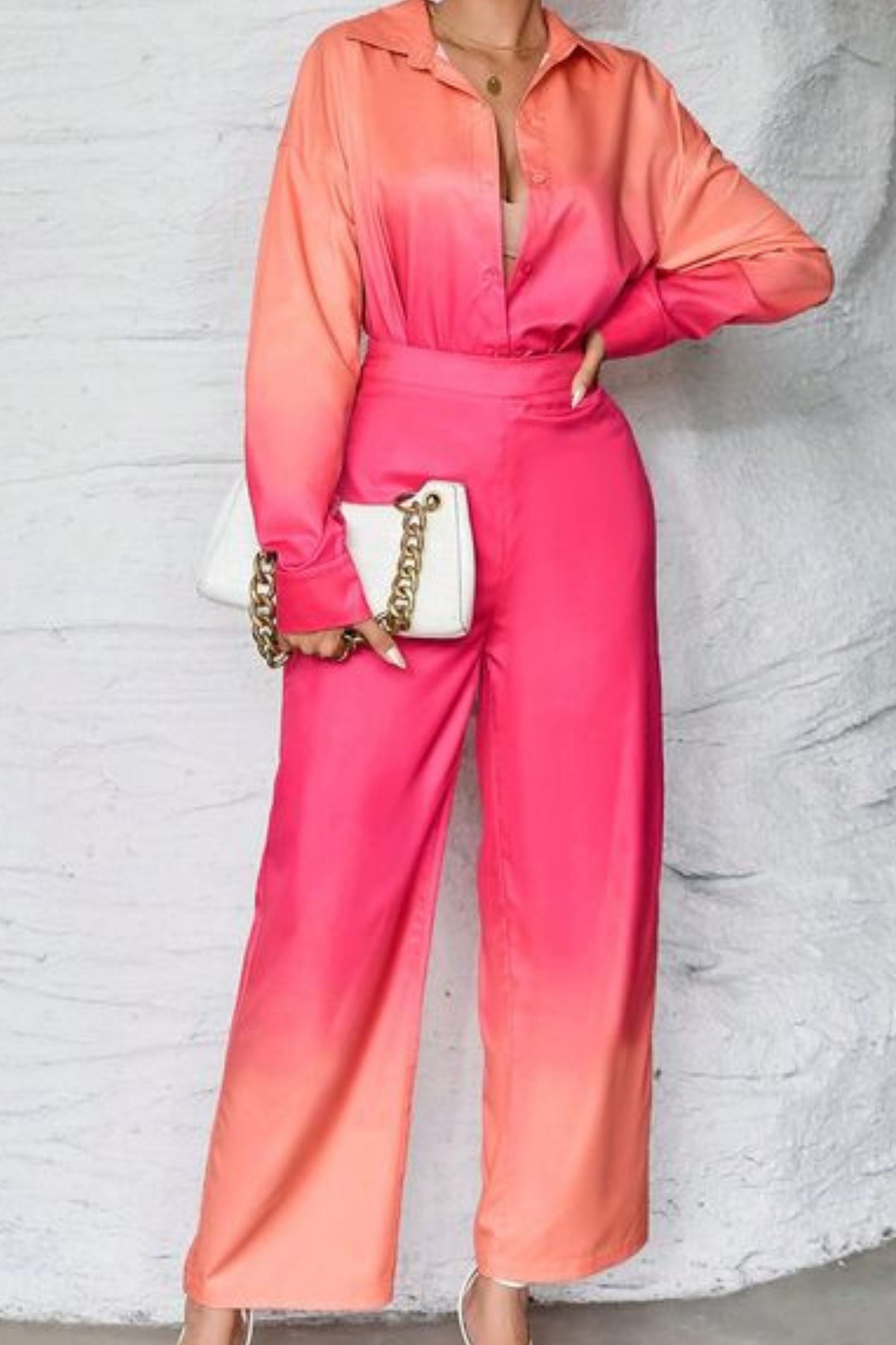 OMBRE SHIRT & WIDE LEG TROUSERS