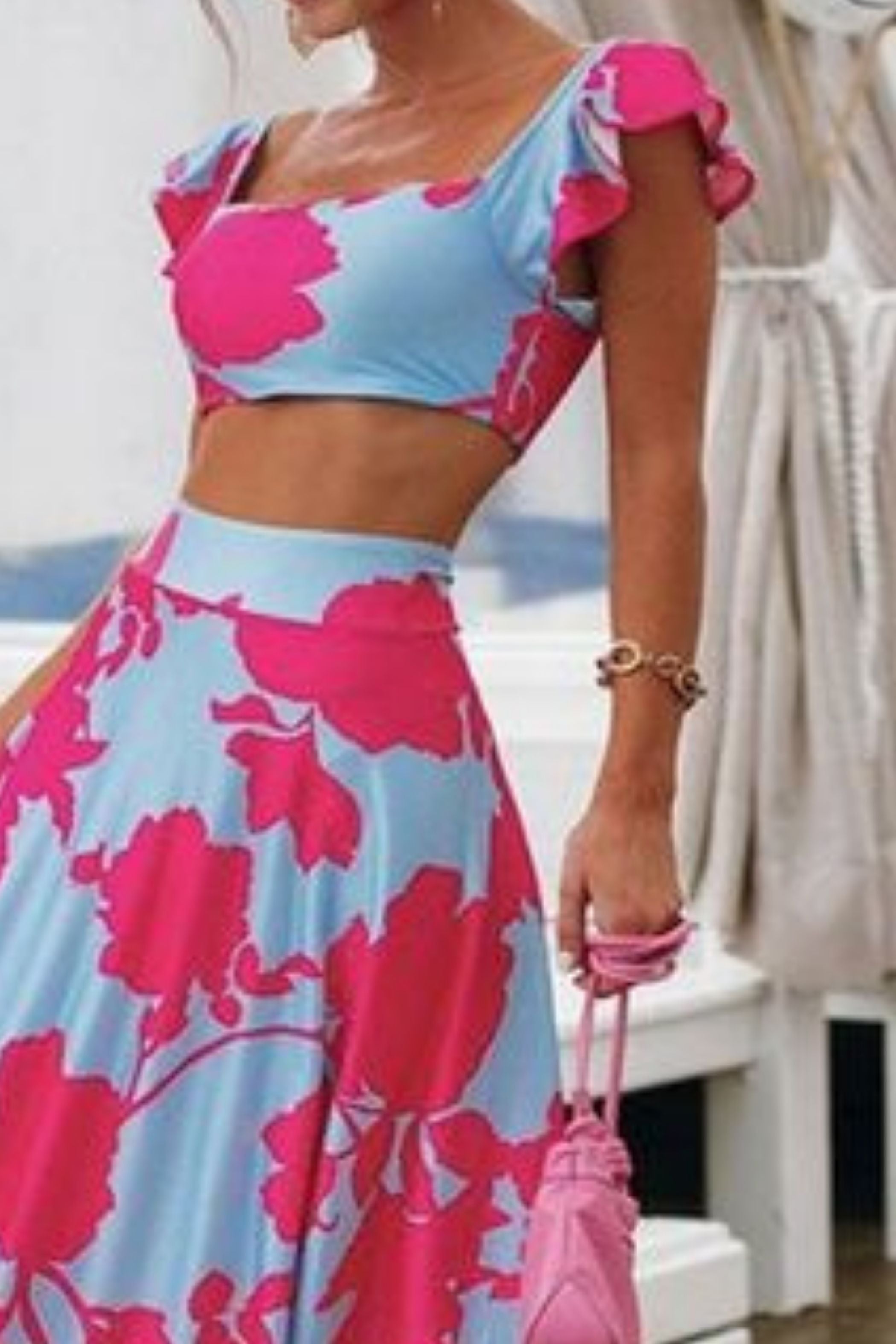 ROSE BLOUSE AND FLARE SKIRT