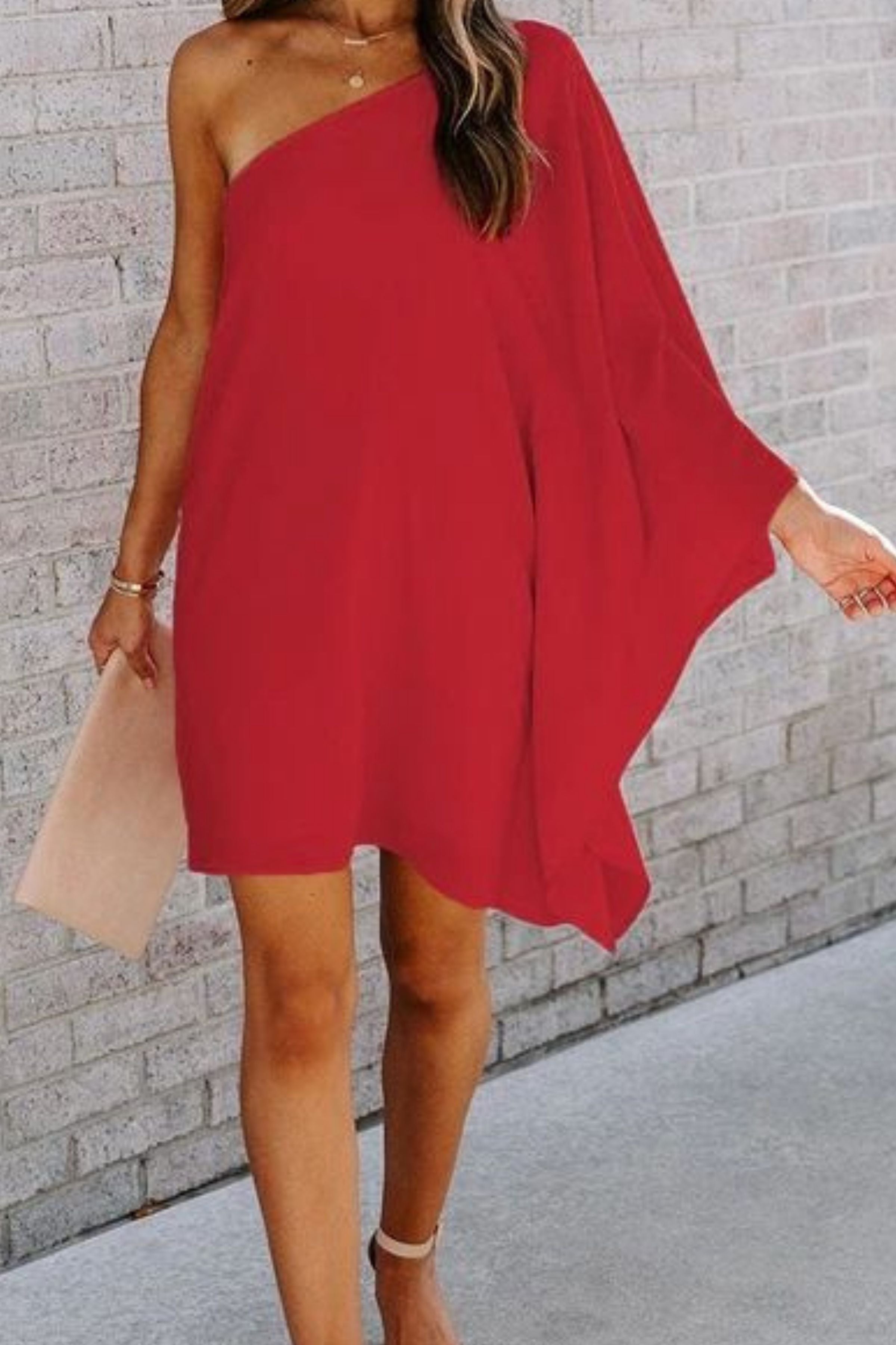 RED ONE SHOULDER DRESS