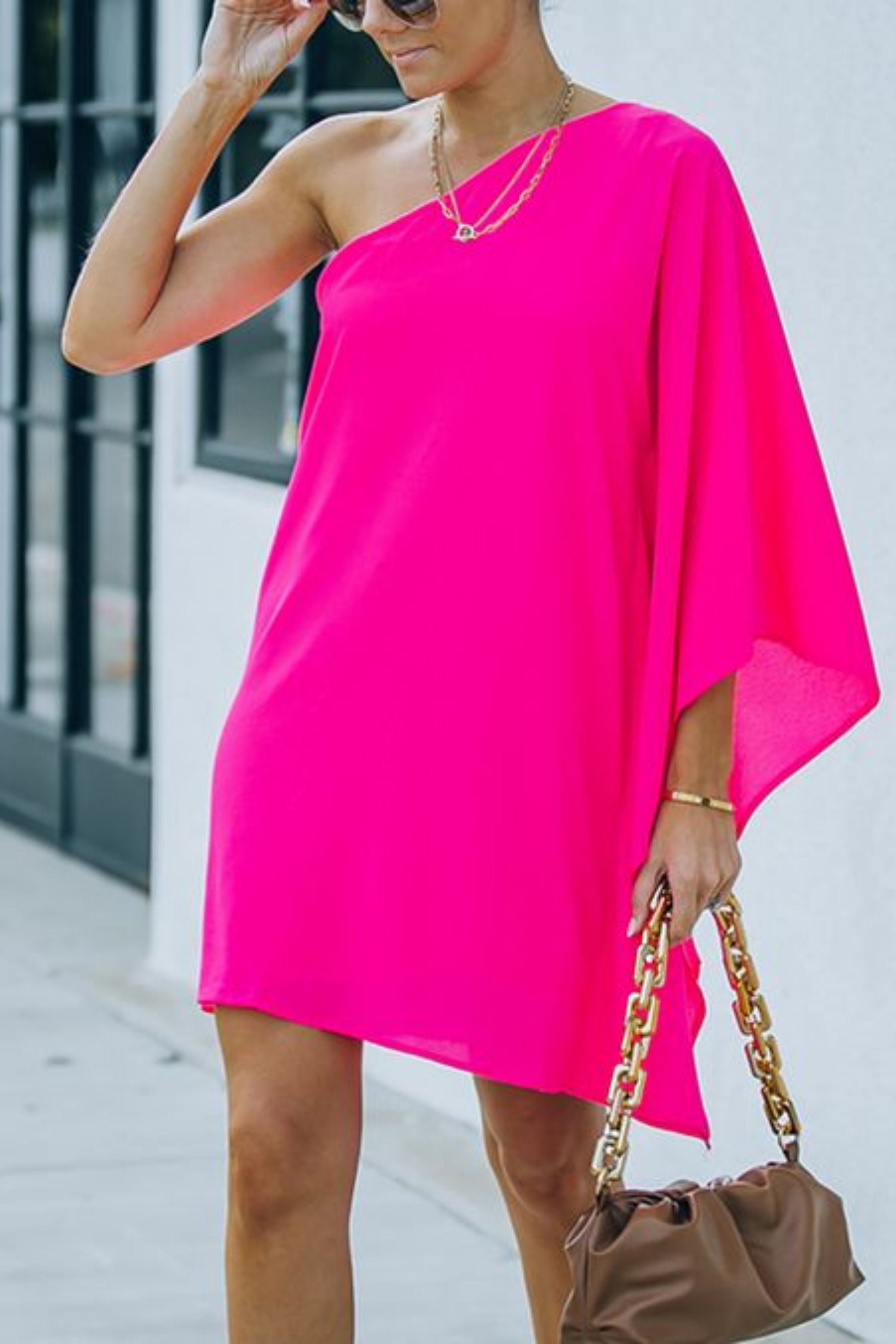 FUSCIA ONE SHOULDER  DRESS