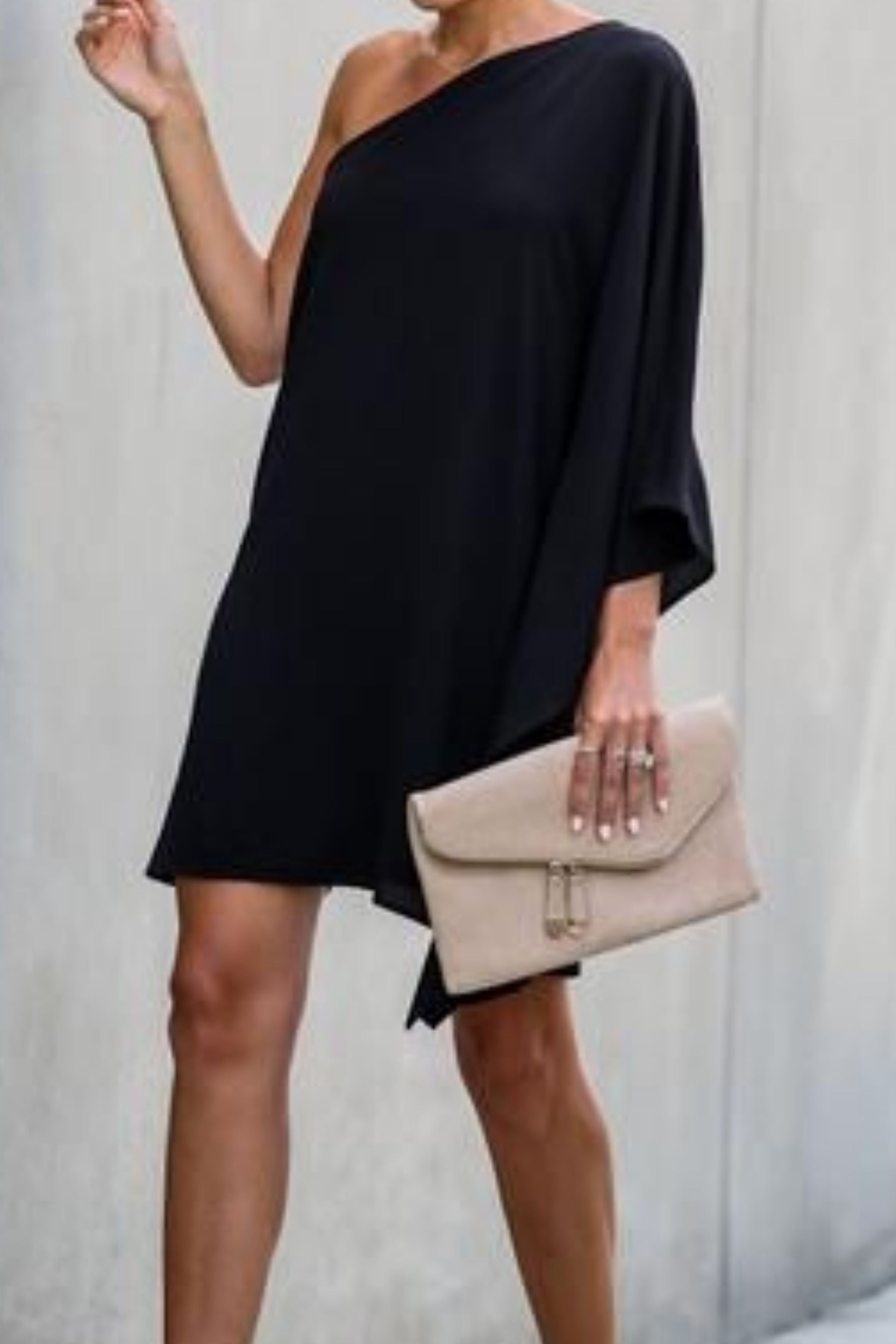BLACK ONE SHOULDER DRESS