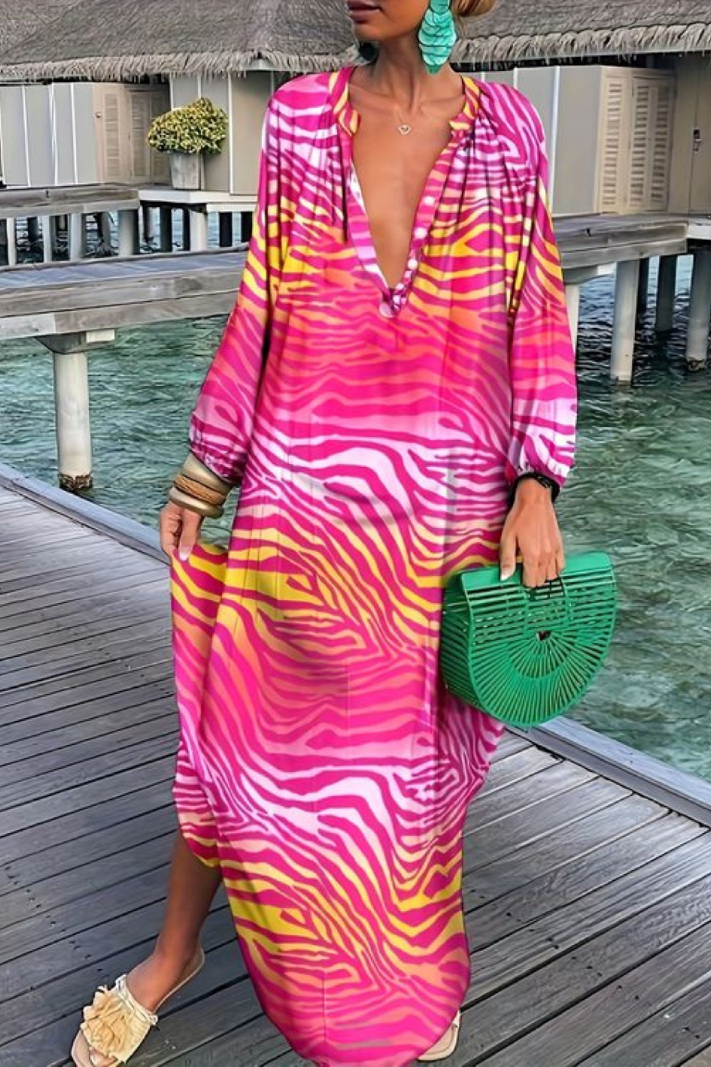 GERANIUM BOHO LONG MAXI DRESS