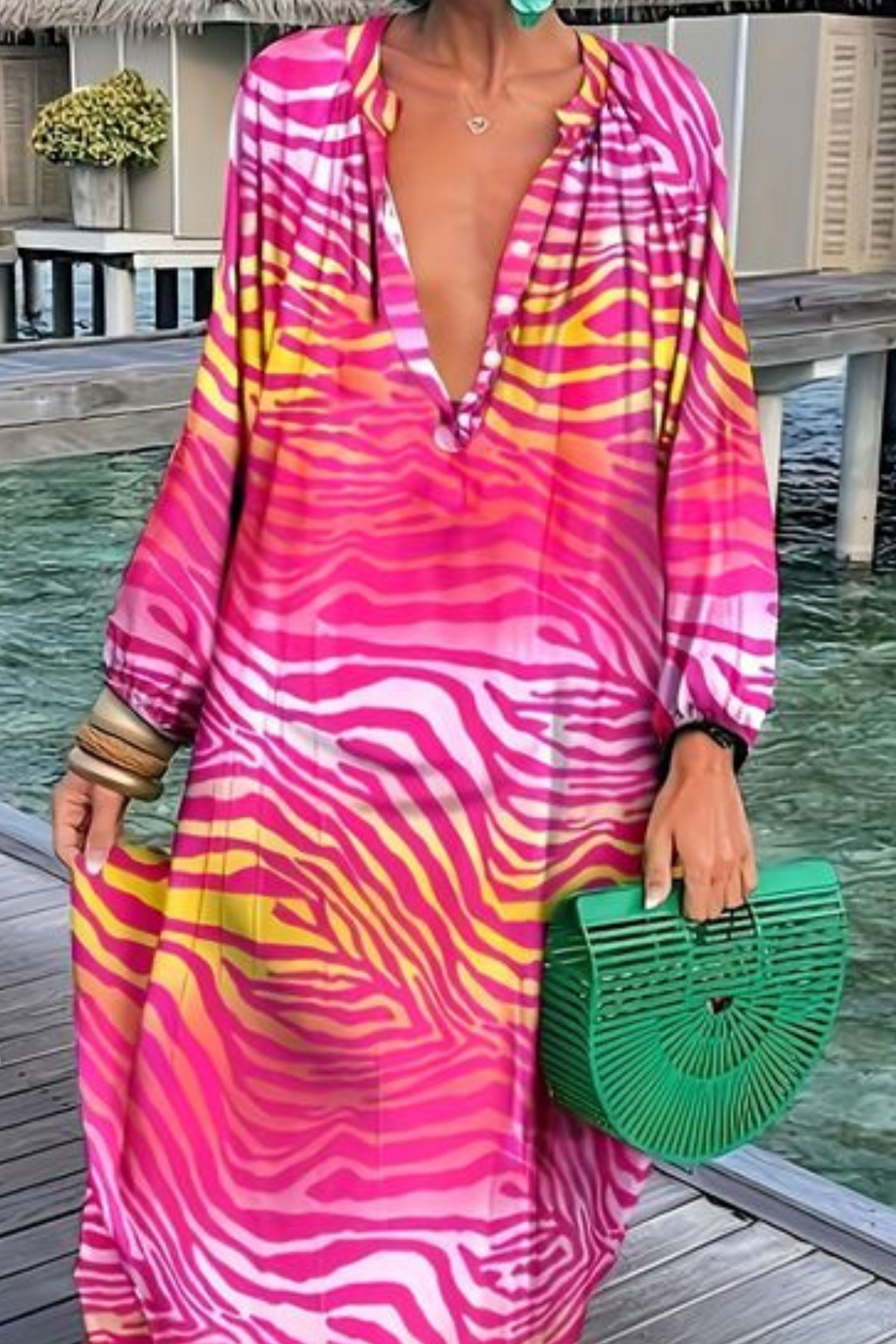 GERANIUM BOHO LONG MAXI DRESS