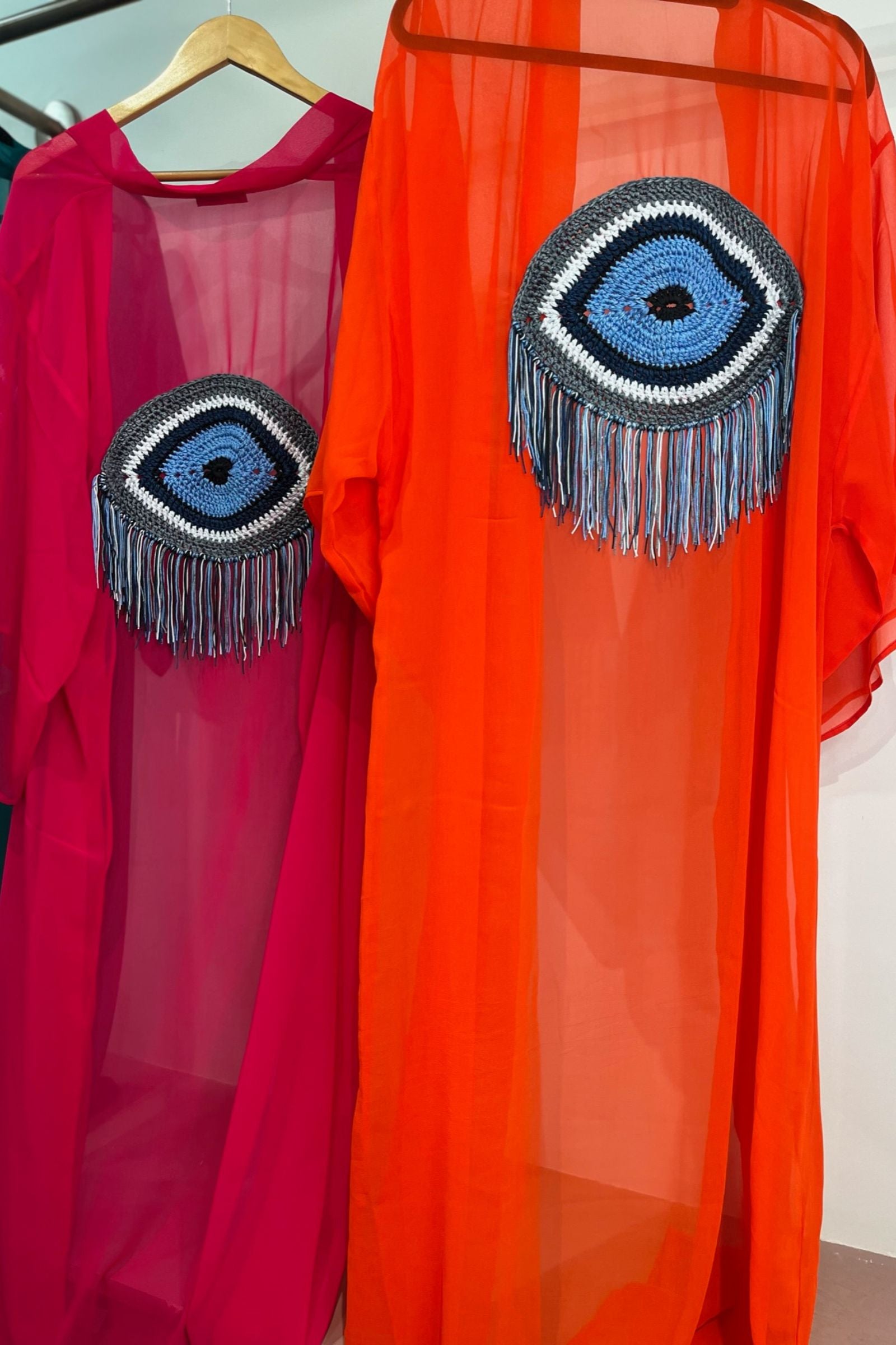 EVIL EYE KIMONOS WITH A CROCHET MOTIF