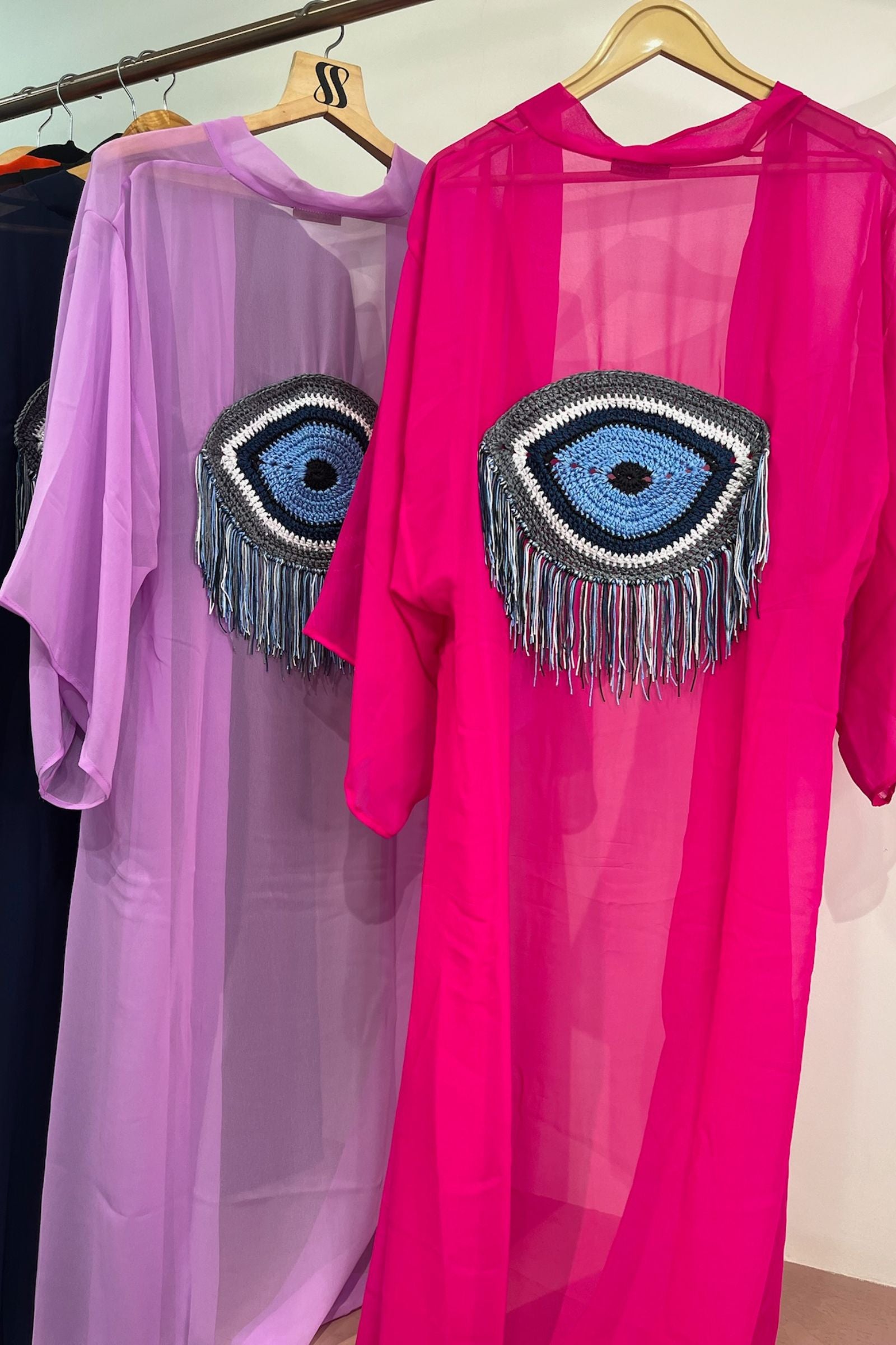 EVIL EYE KIMONOS WITH A CROCHET MOTIF