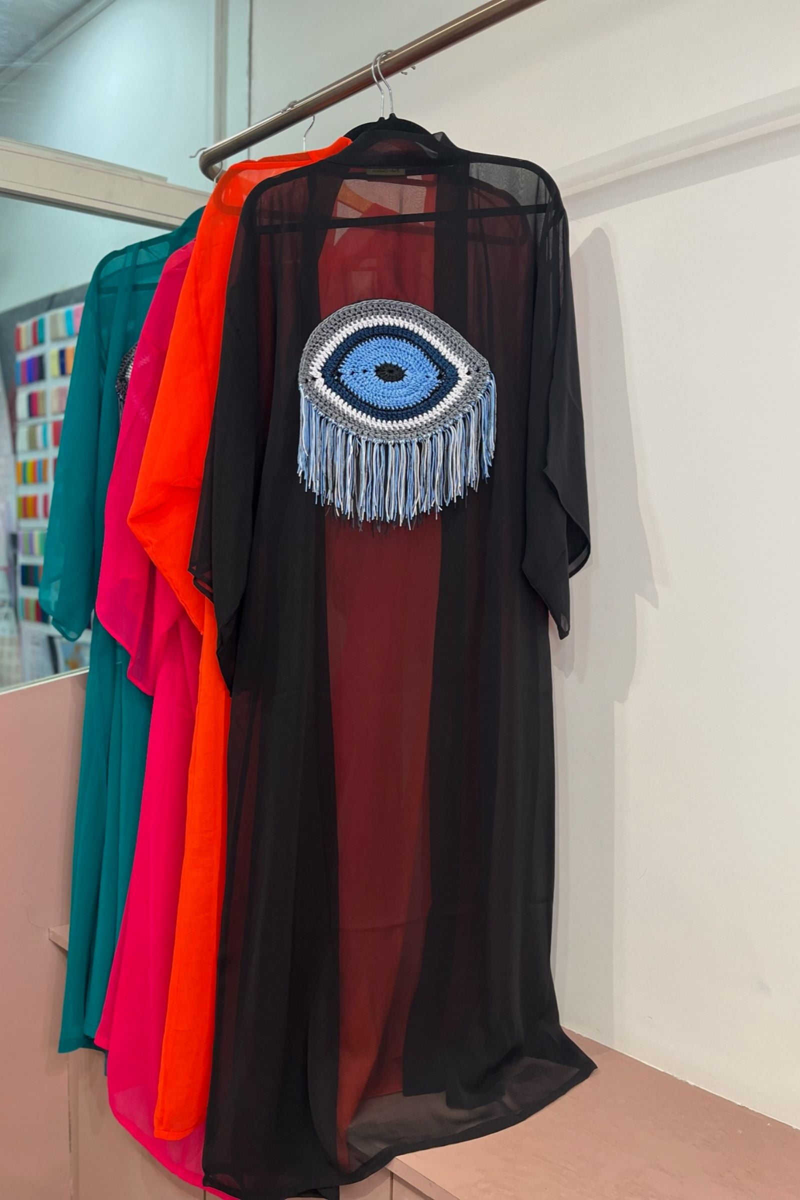 EVIL EYE KIMONOS WITH A CROCHET MOTIF