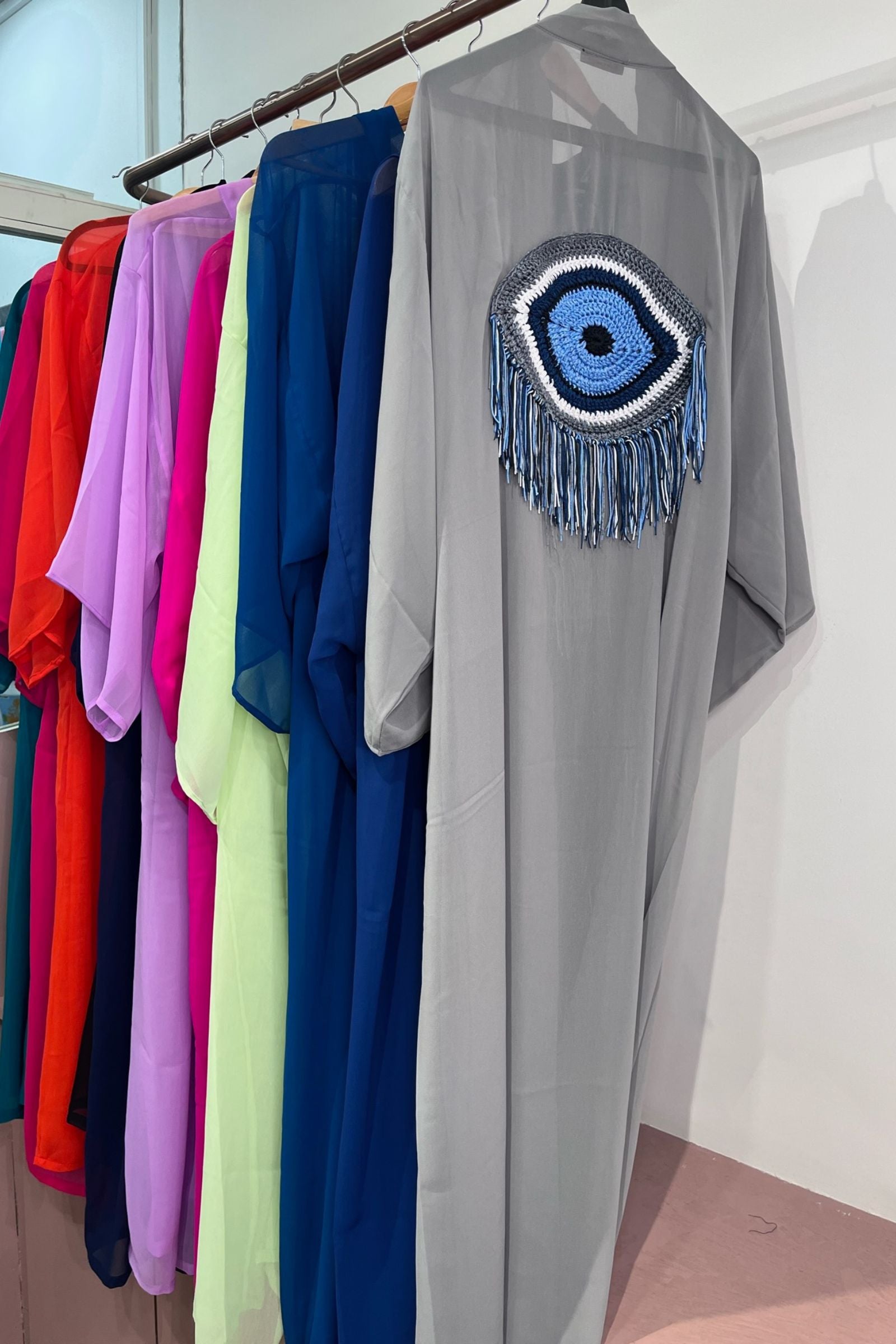 EVIL EYE KIMONOS WITH A CROCHET MOTIF