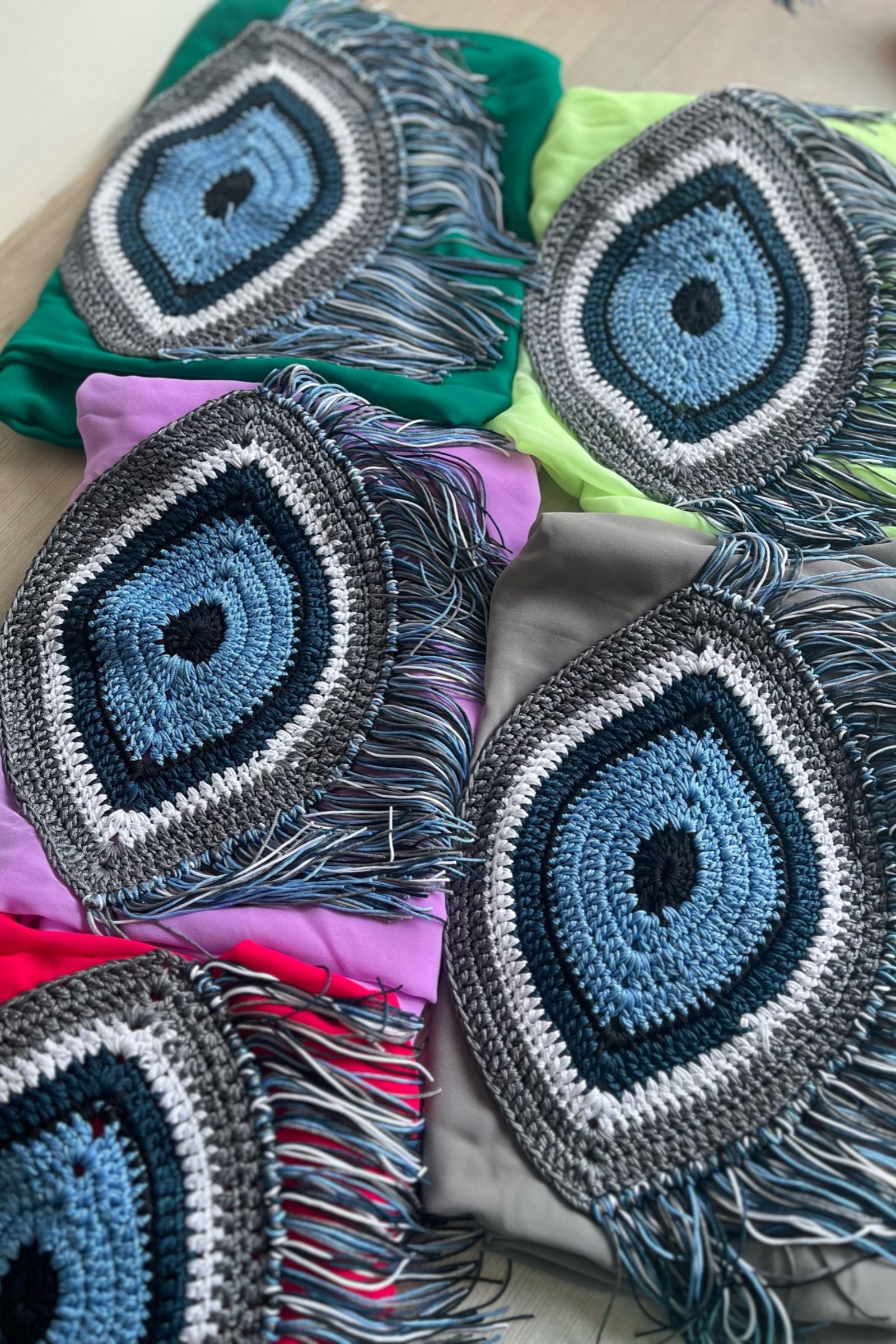 EVIL EYE KIMONOS WITH A CROCHET MOTIF