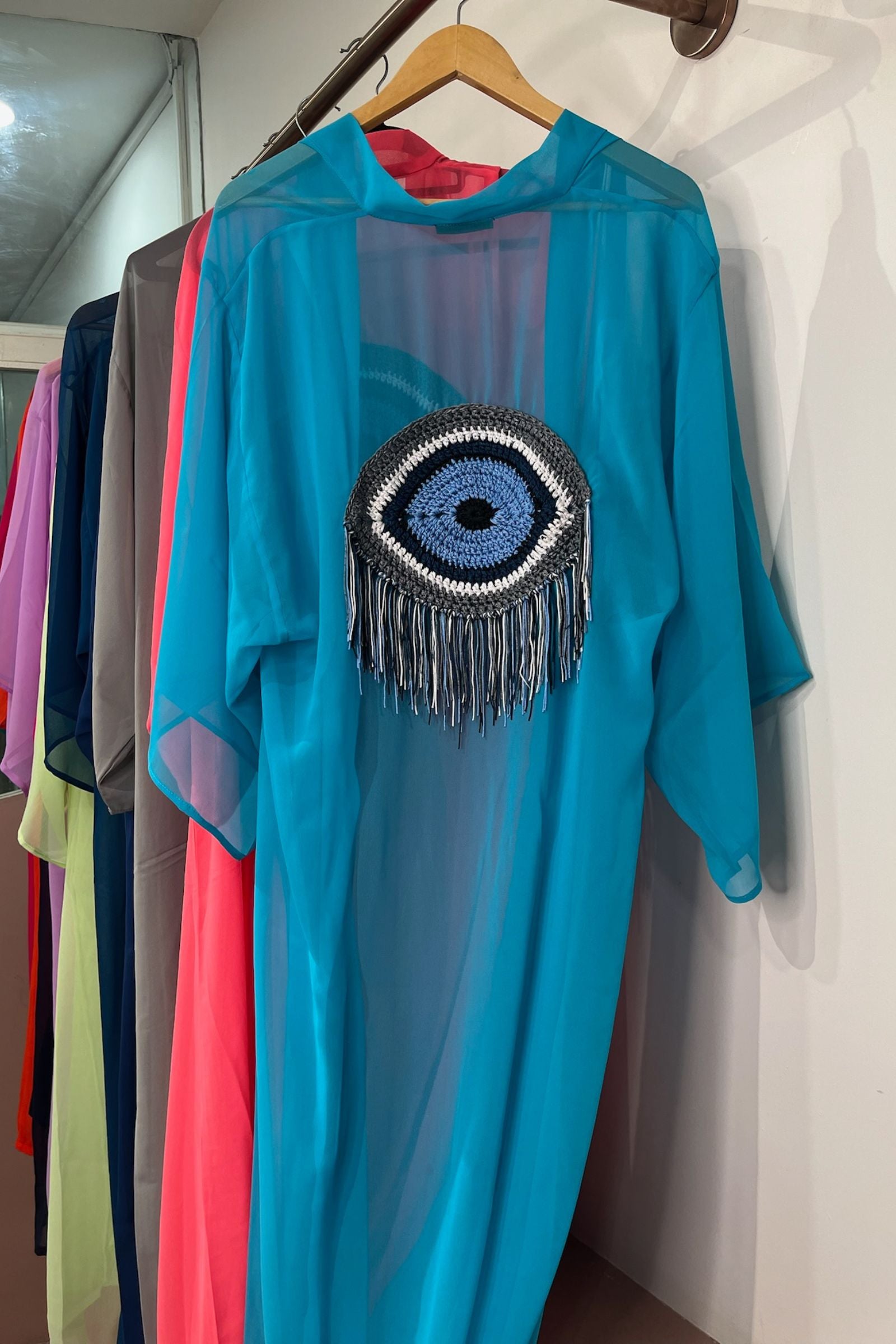 EVIL EYE KIMONOS WITH A CROCHET MOTIF
