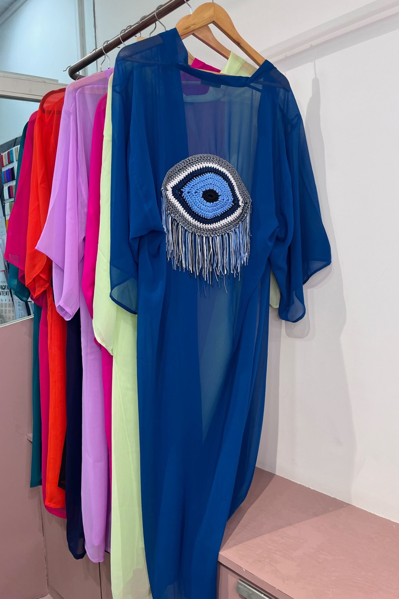 EVIL EYE KIMONOS WITH A CROCHET MOTIF