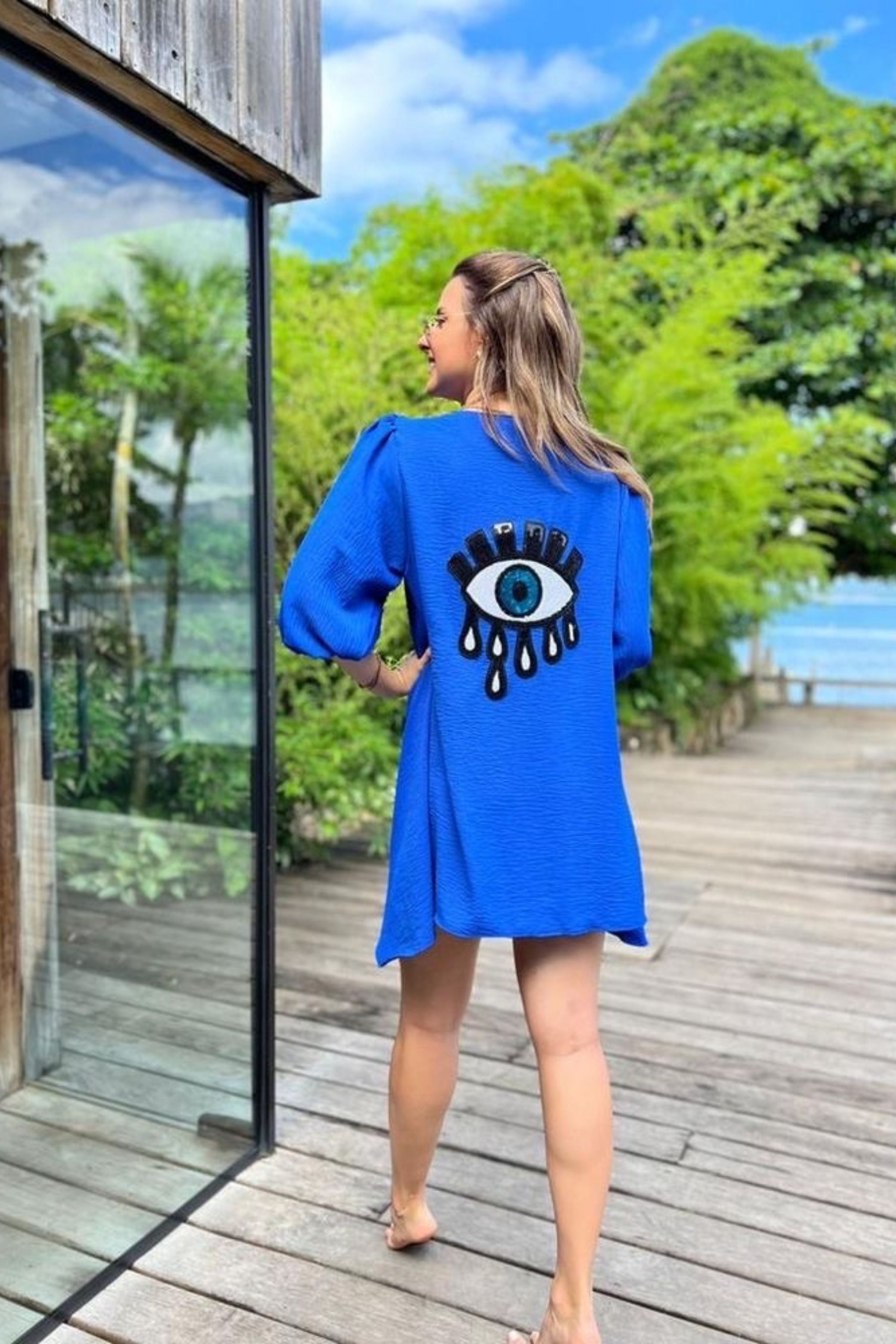 Blue Evil Eye Kimonos With Handwork