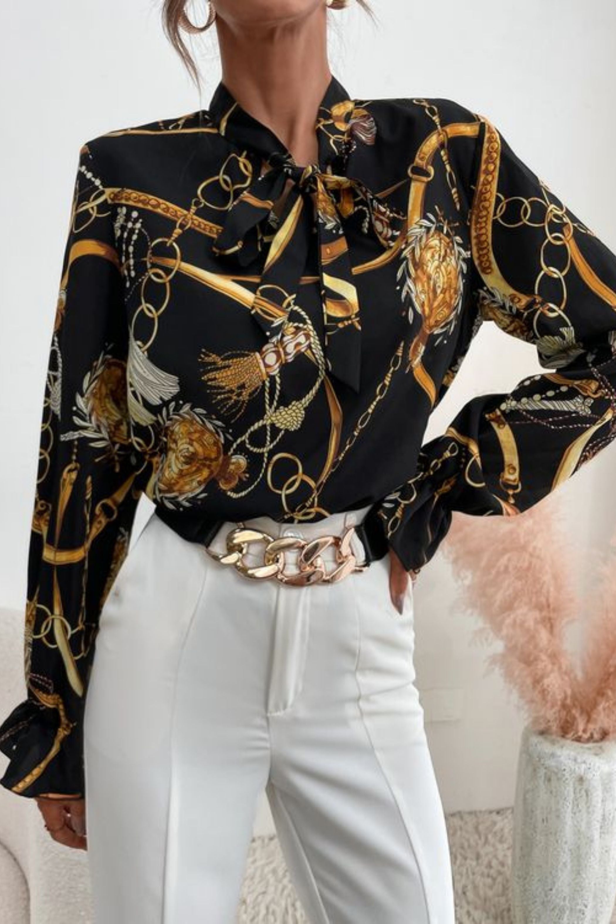 CHAIN PRINT NECK TIE 3