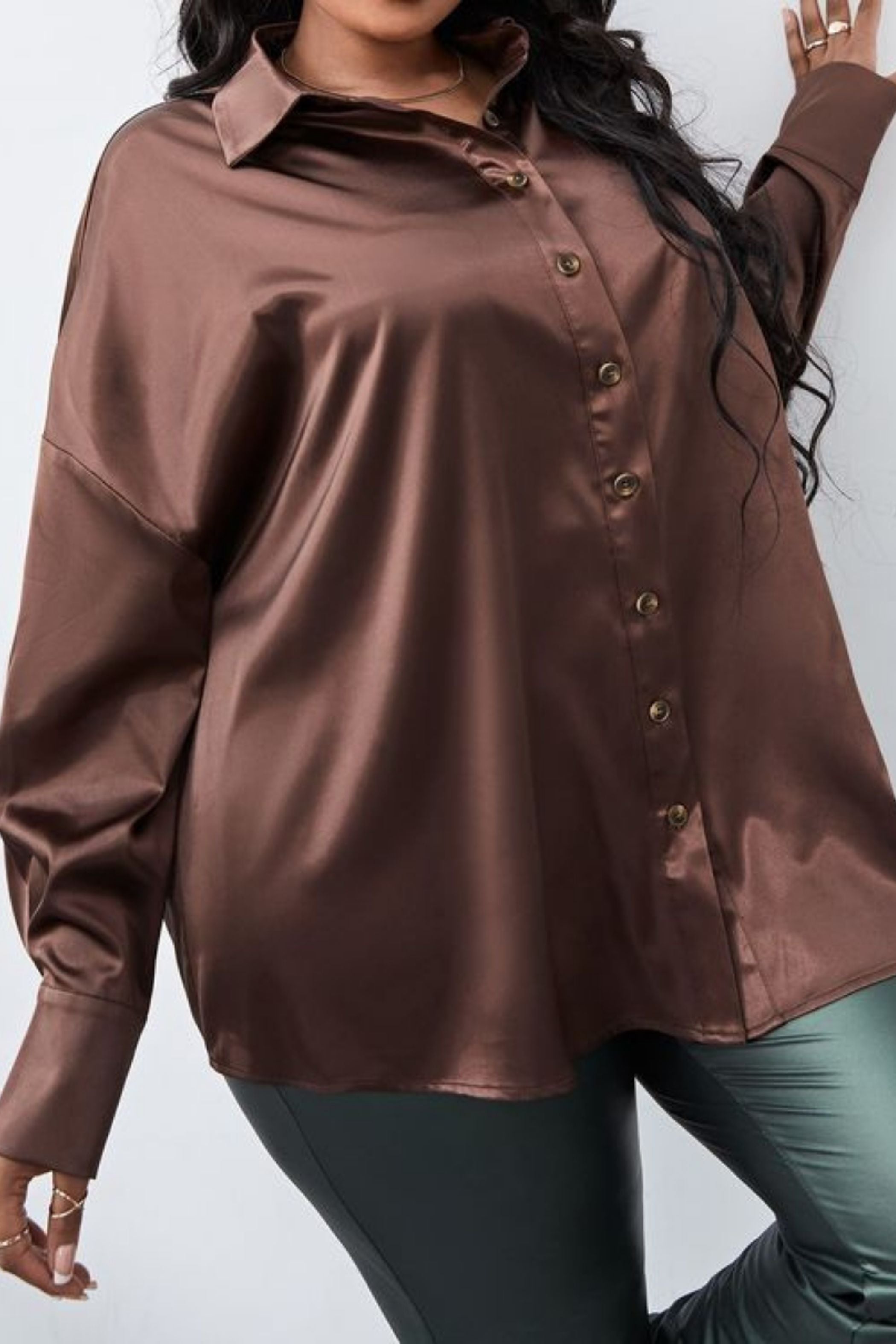 COFFEE SATIN SHIRT