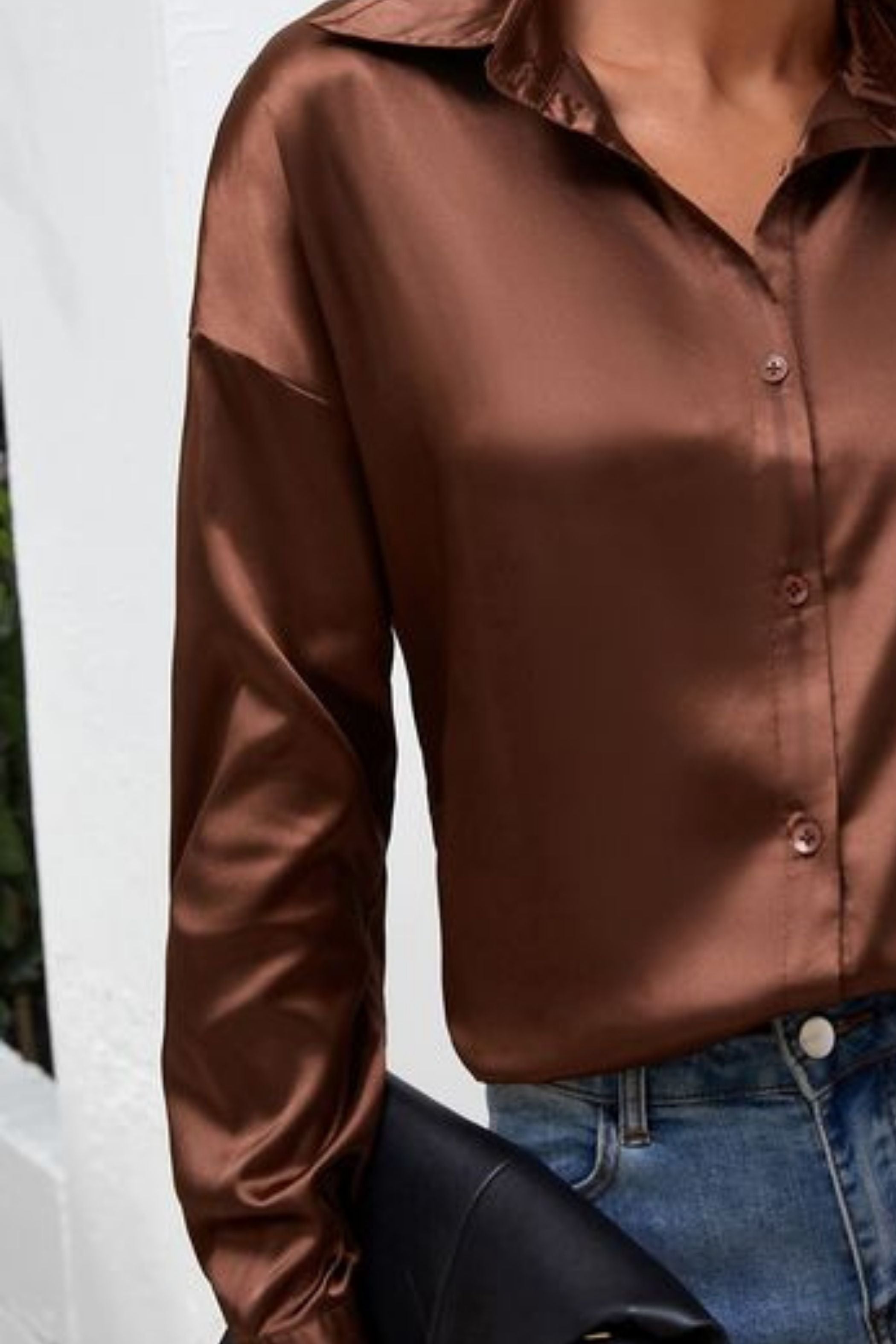 COFFEE SATIN SHIRT 2