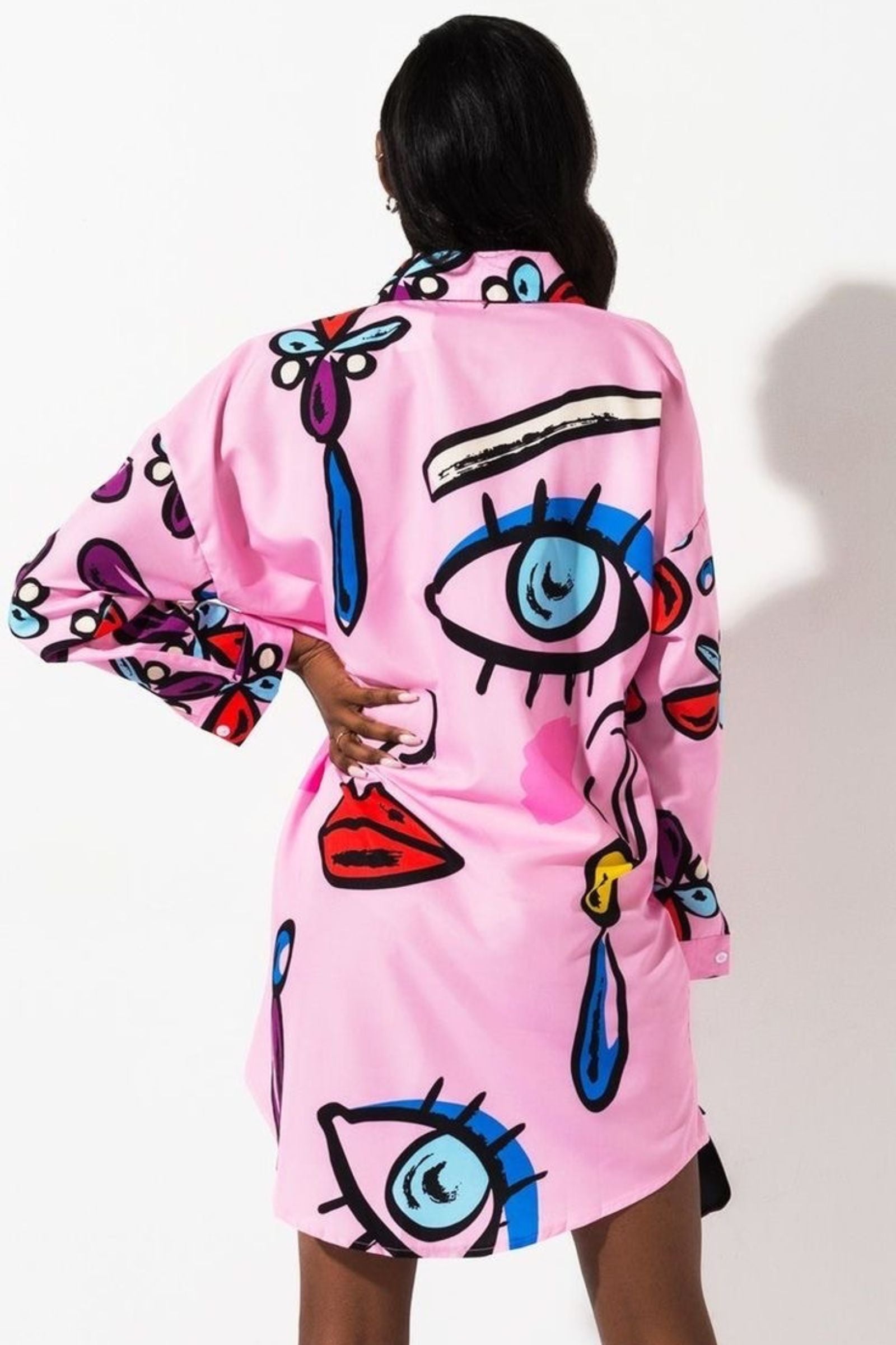 Candy Pink Evil Eye Shirt Dress 1