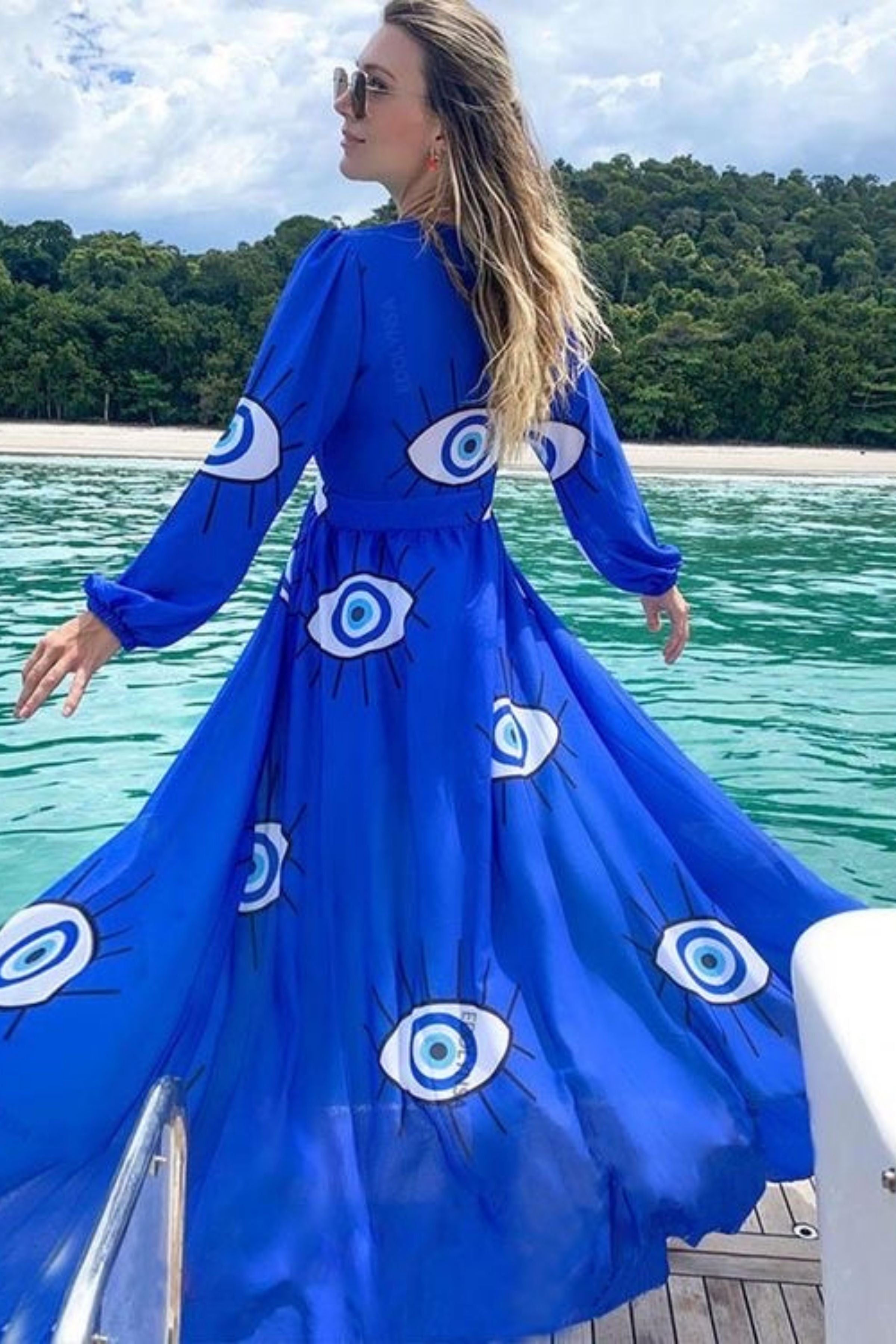 Evil Eye Bohemian Swim Cover Up With Pearls 10