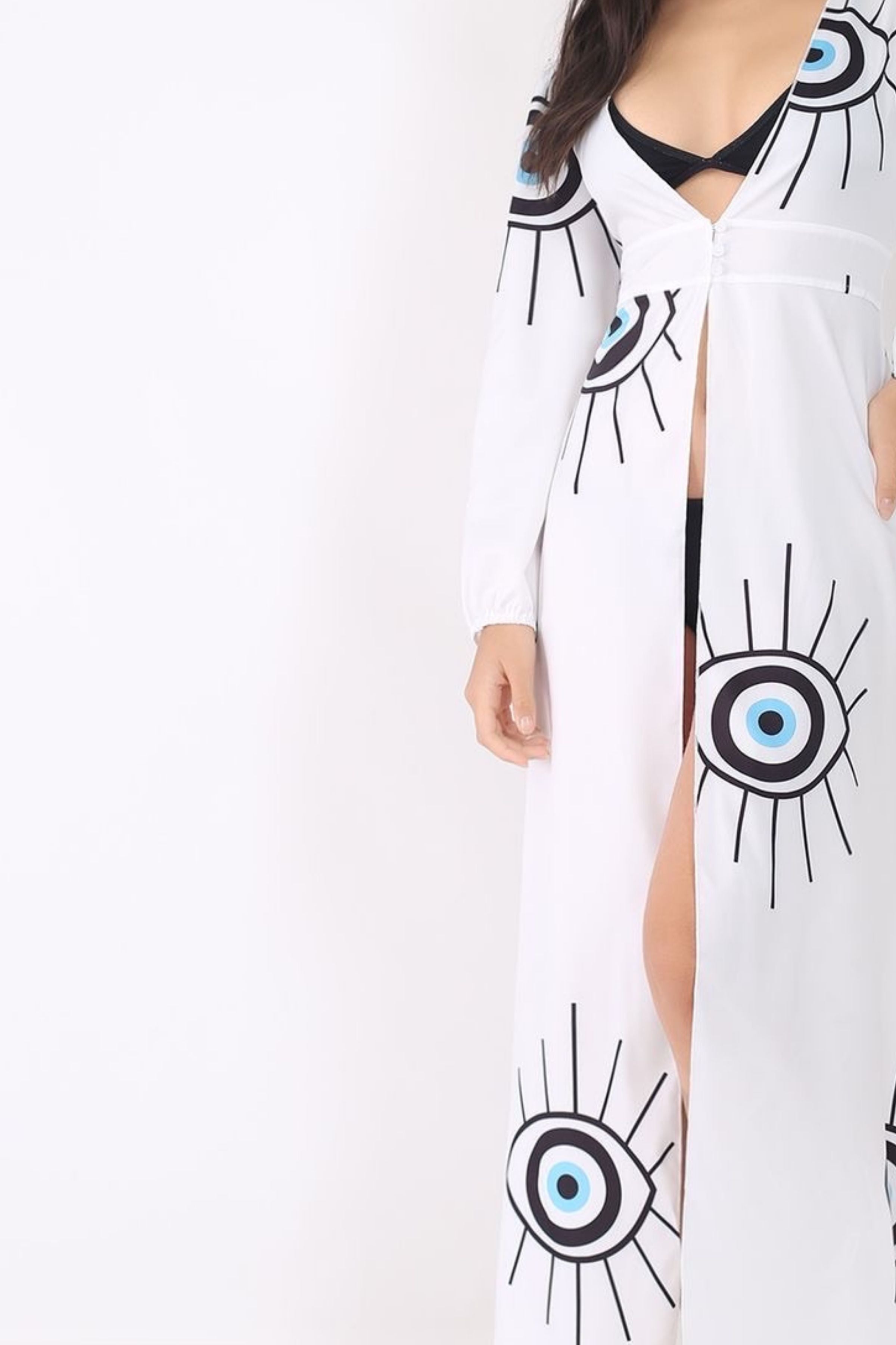 Evil Eye Bohemian Swim Cover Up With Pearls 5