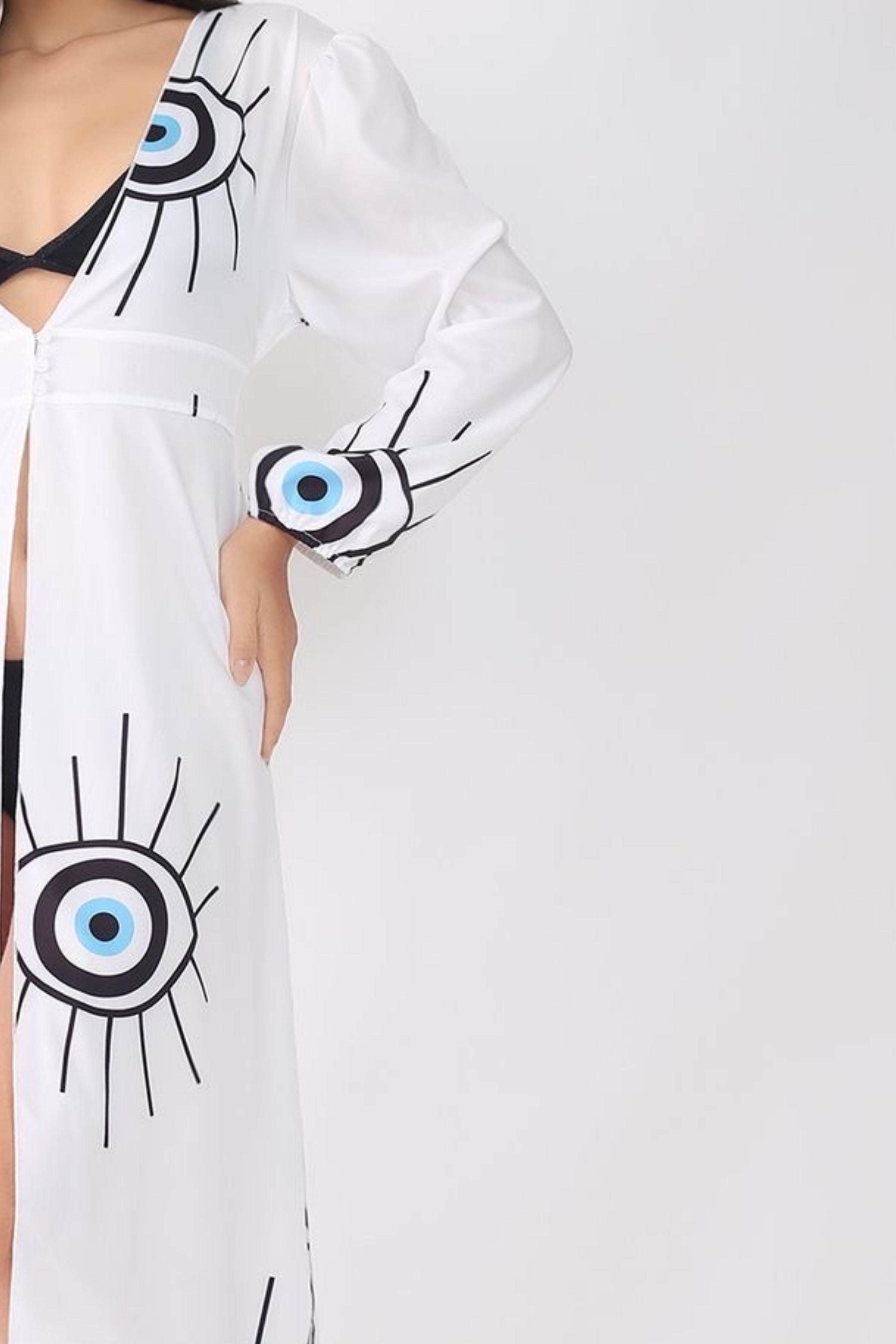 Evil Eye Bohemian Swim Cover Up With Pearls 6