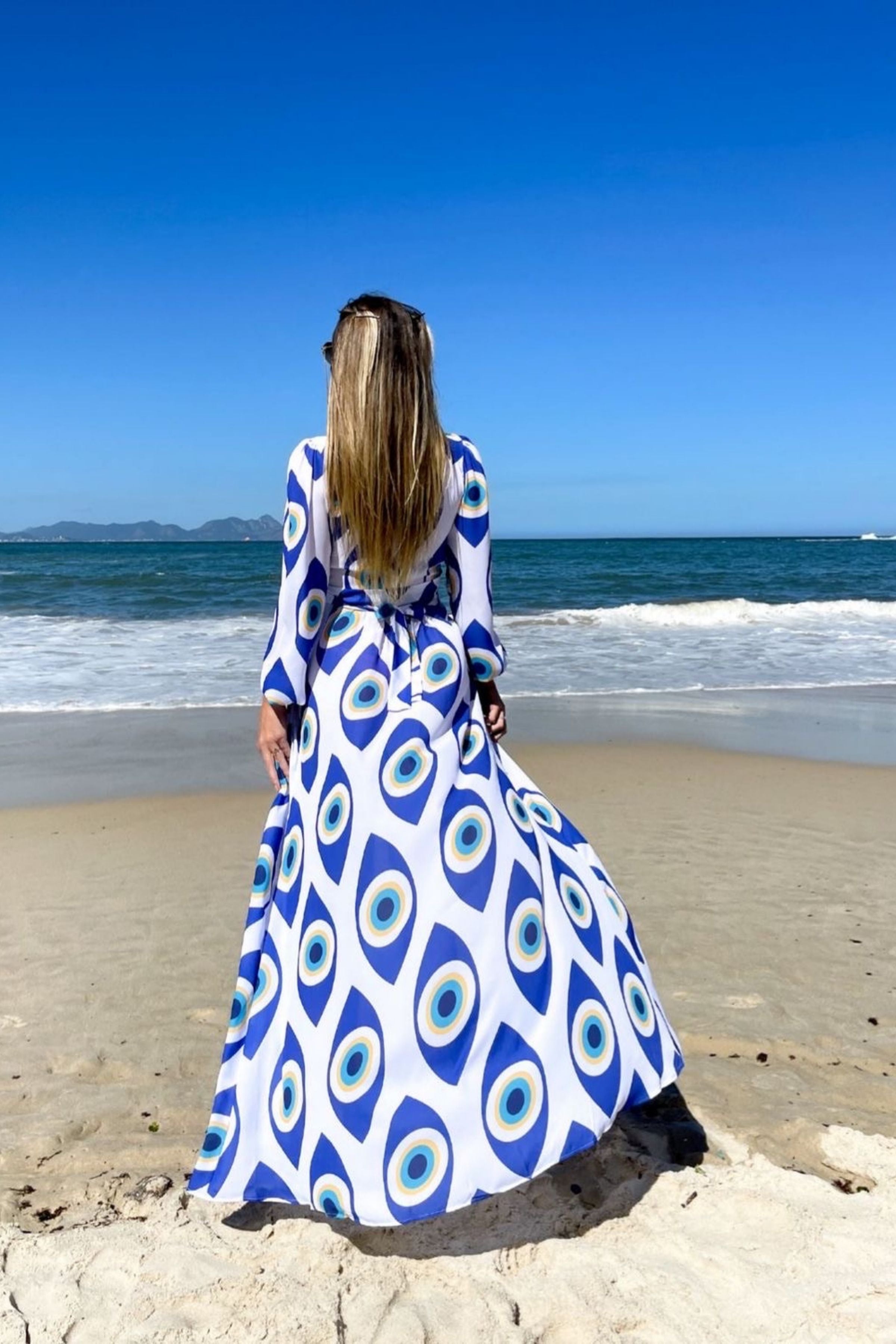 Evil Eye Bohemian Swim Cover Up With Pearls 7