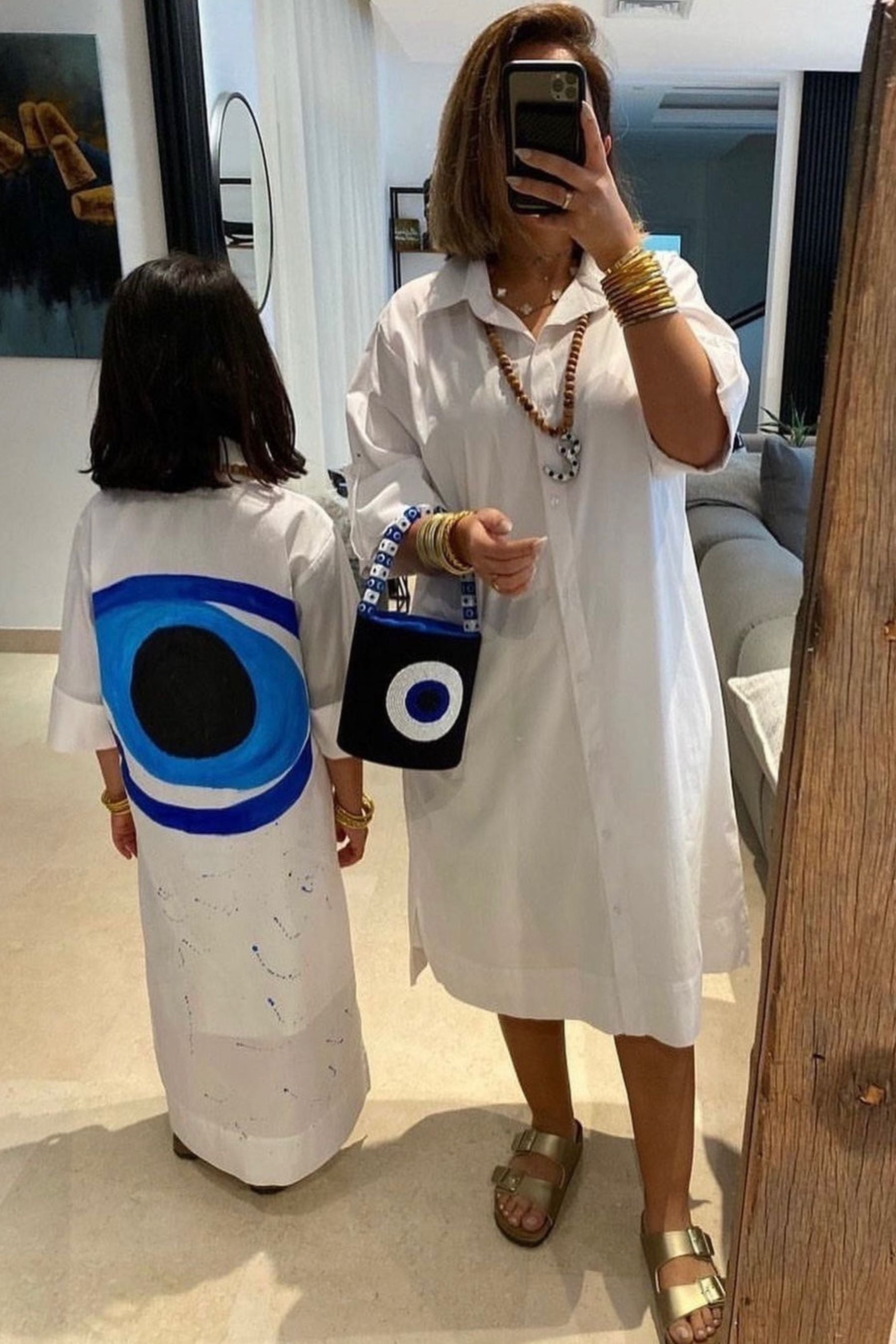 Evil Eye Hand Painted Shirt Dress