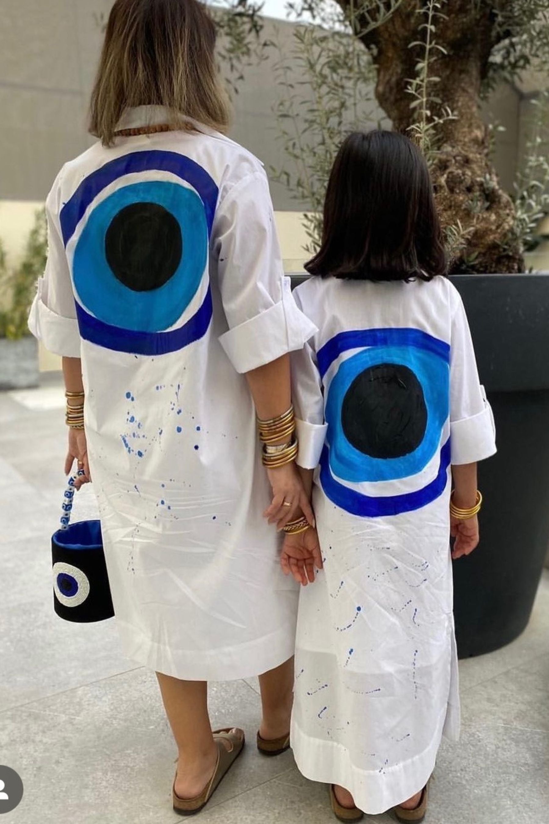 Evil Eye Hand Painted Shirt Dress 1