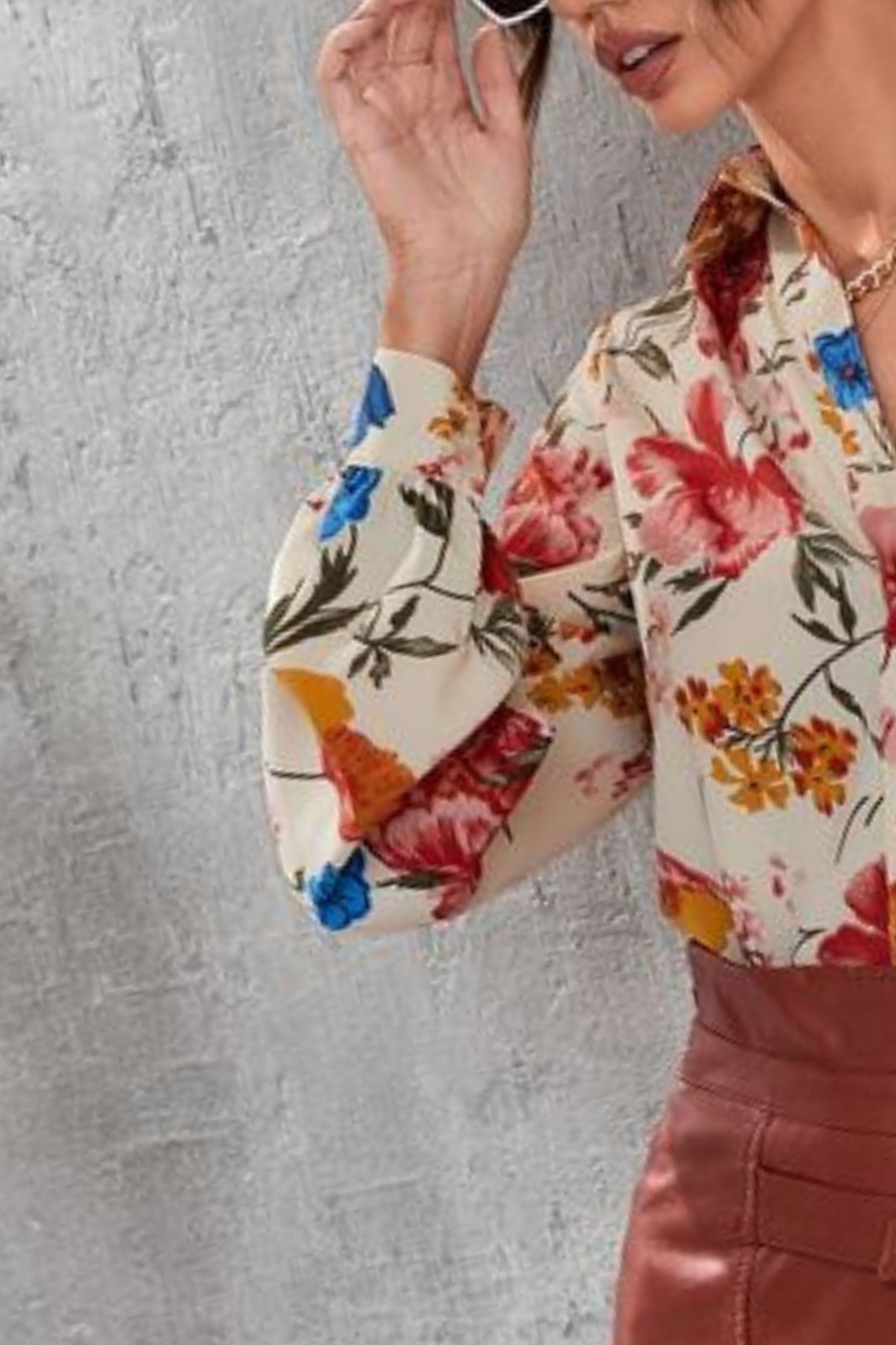 FLORAL PRINT FRONT BUTTON SHIRT 1